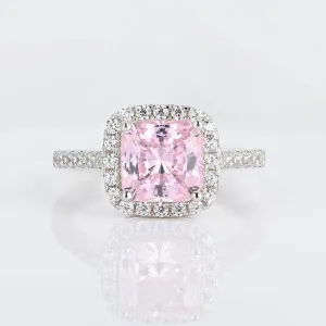1.5 Carat Cushion Cut Pink Halo Engagement Ring