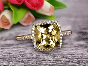 1.50 Carat Cushion Cut Champagne Diamond Moissanite Engagement Ring On 10k Champagne Diamond Moissanite Yellow Gold Ring