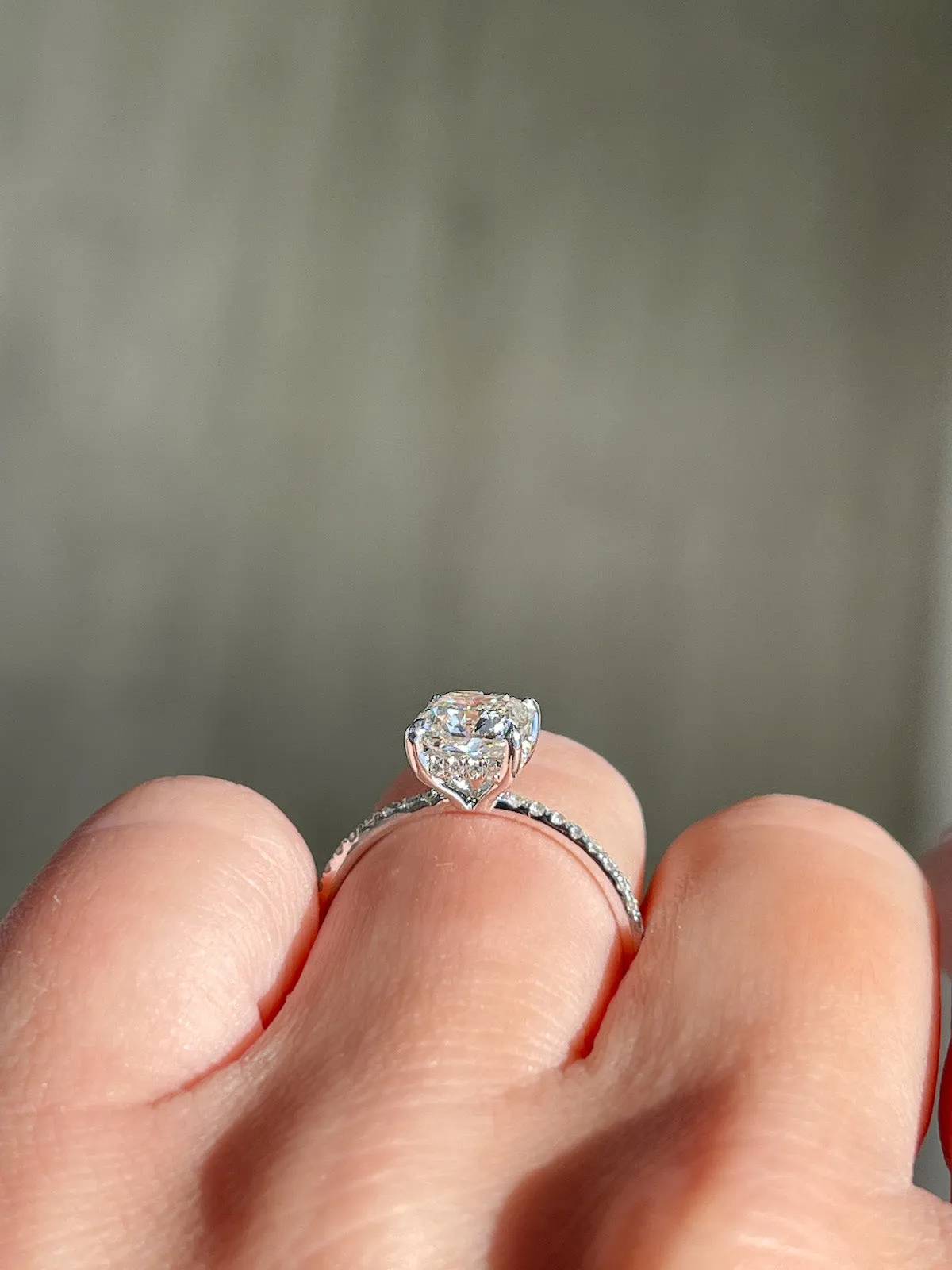 1.50 Carat Cushion Natural Diamond Engagement Ring with Hidden Halo