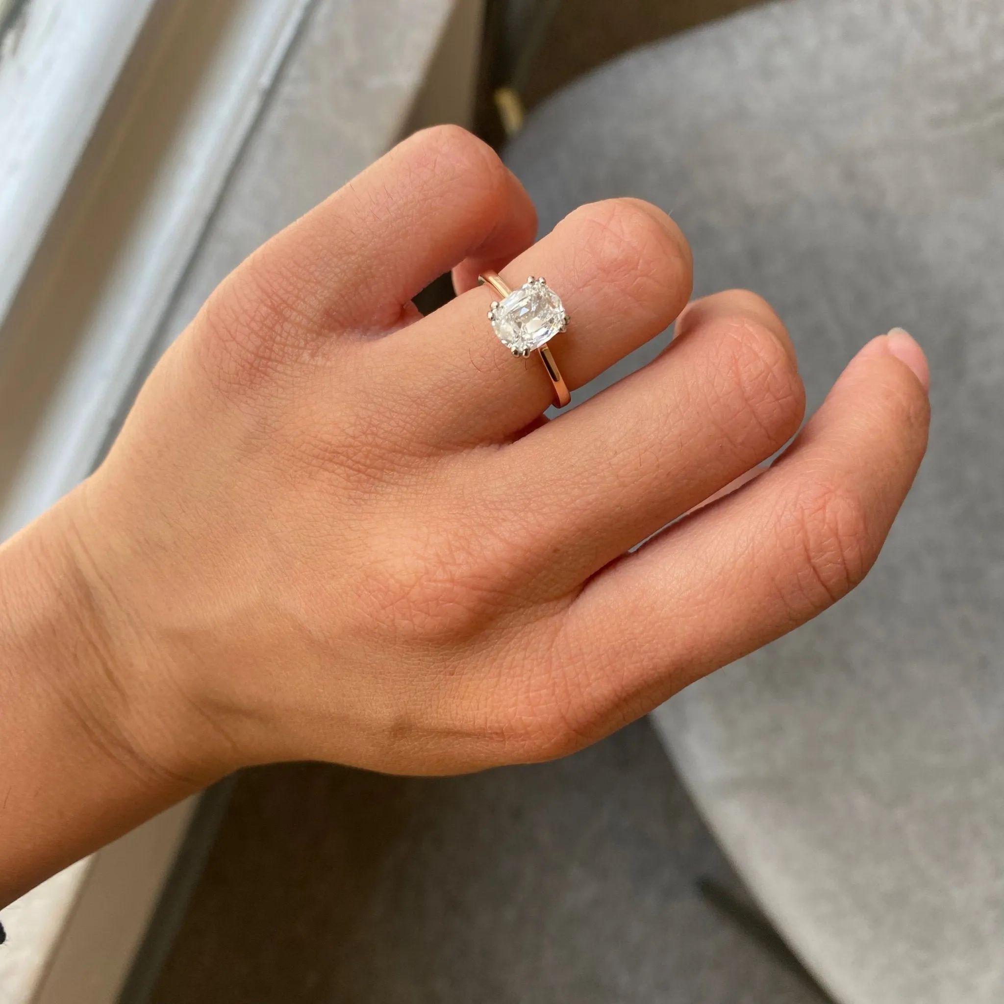 1.51ct Elongated Old Mine Cut Diamond Solitaire, GIA E SI1