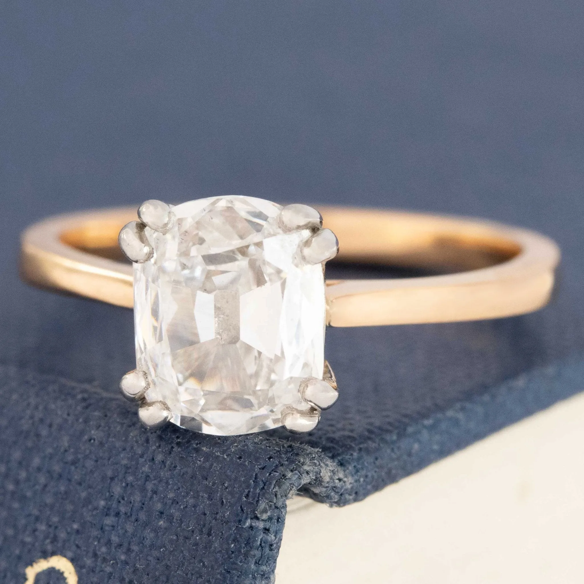 1.51ct Elongated Old Mine Cut Diamond Solitaire, GIA E SI1
