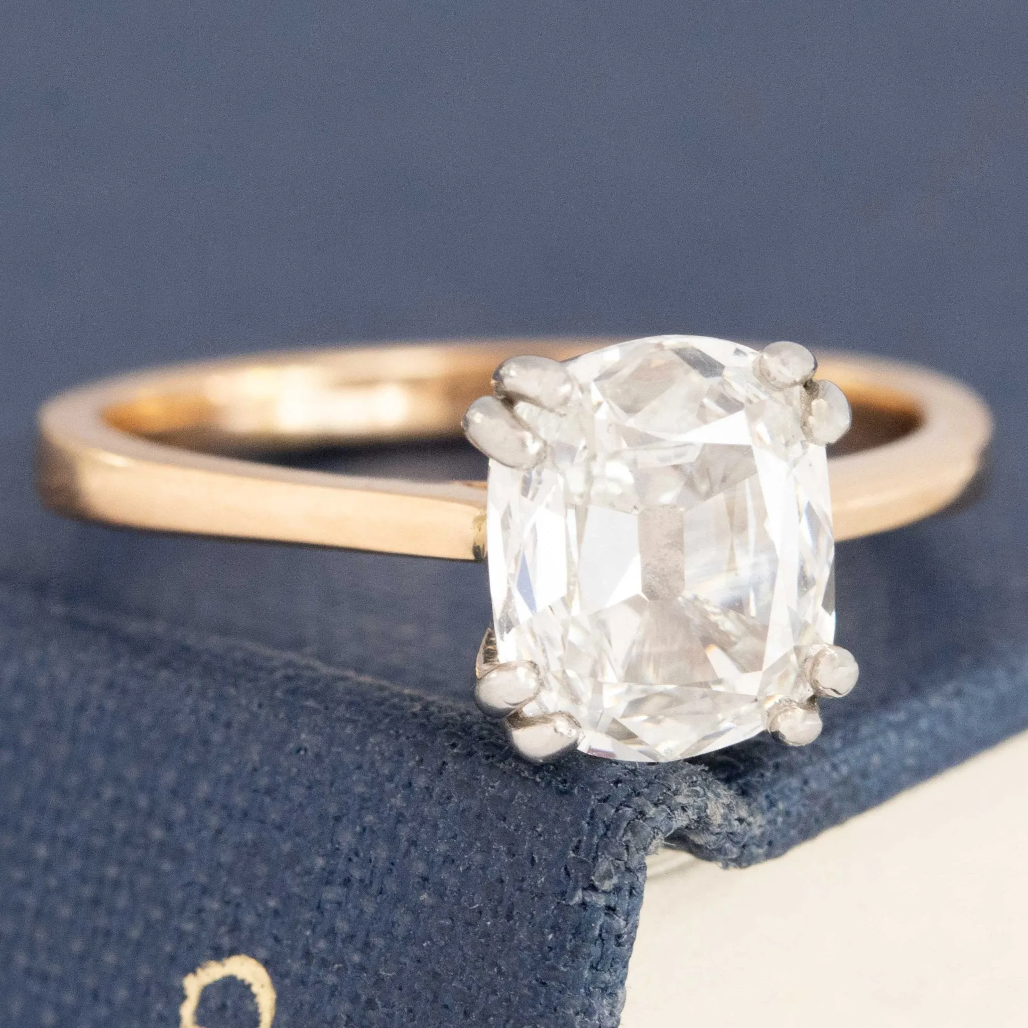 1.51ct Elongated Old Mine Cut Diamond Solitaire, GIA E SI1
