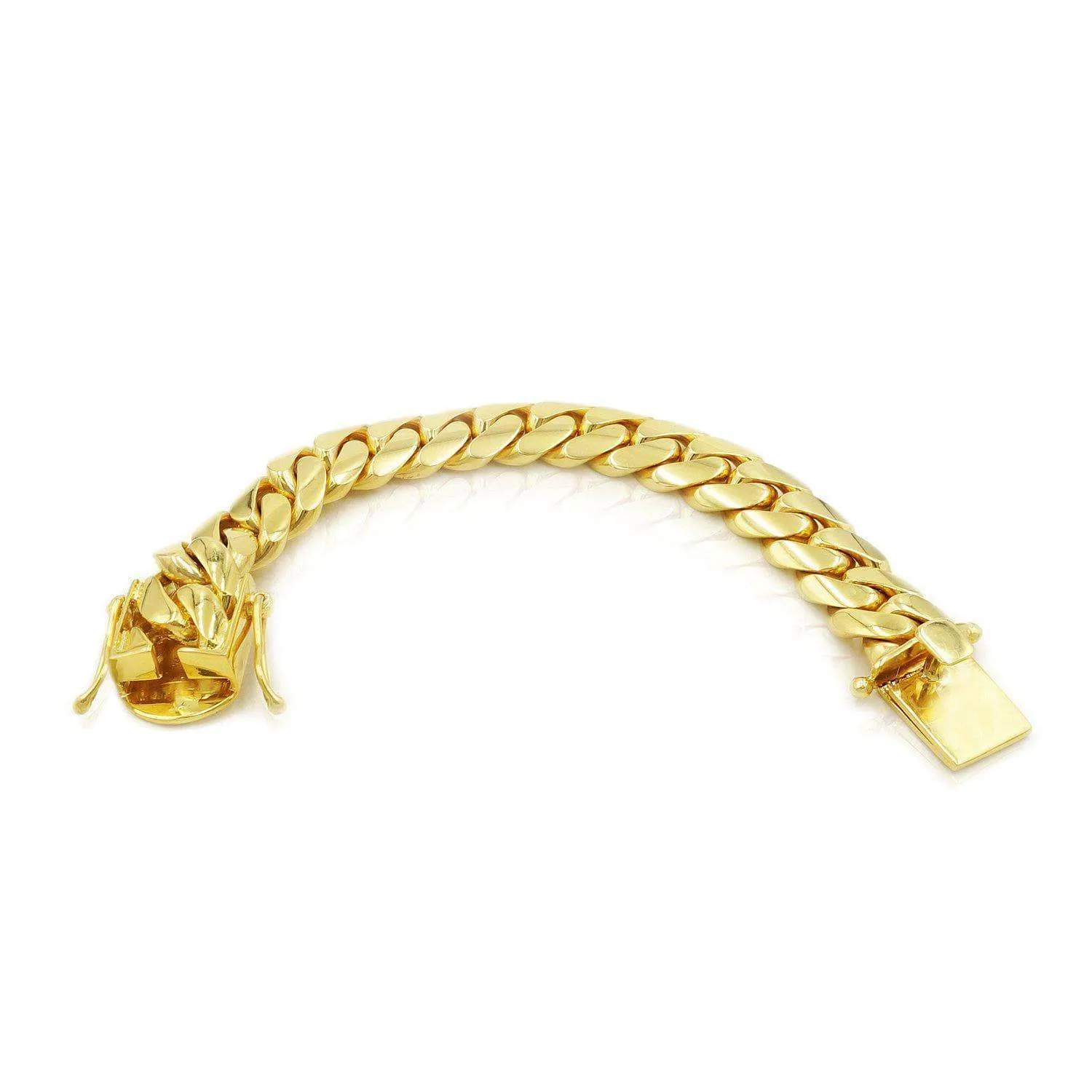 15mm Solid Cuban Link Bracelet in 14K Yellow Gold