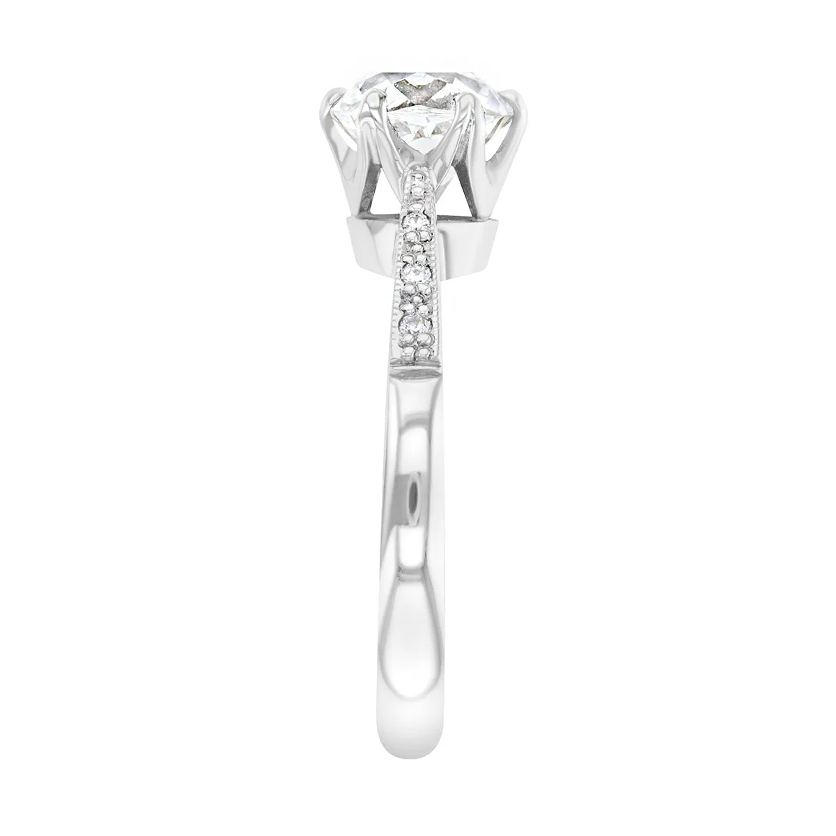 1.63ct Florrie Old Cushion Cut Diamond with Milgrain Shoulders | Pre-Loved | 18K White Gold