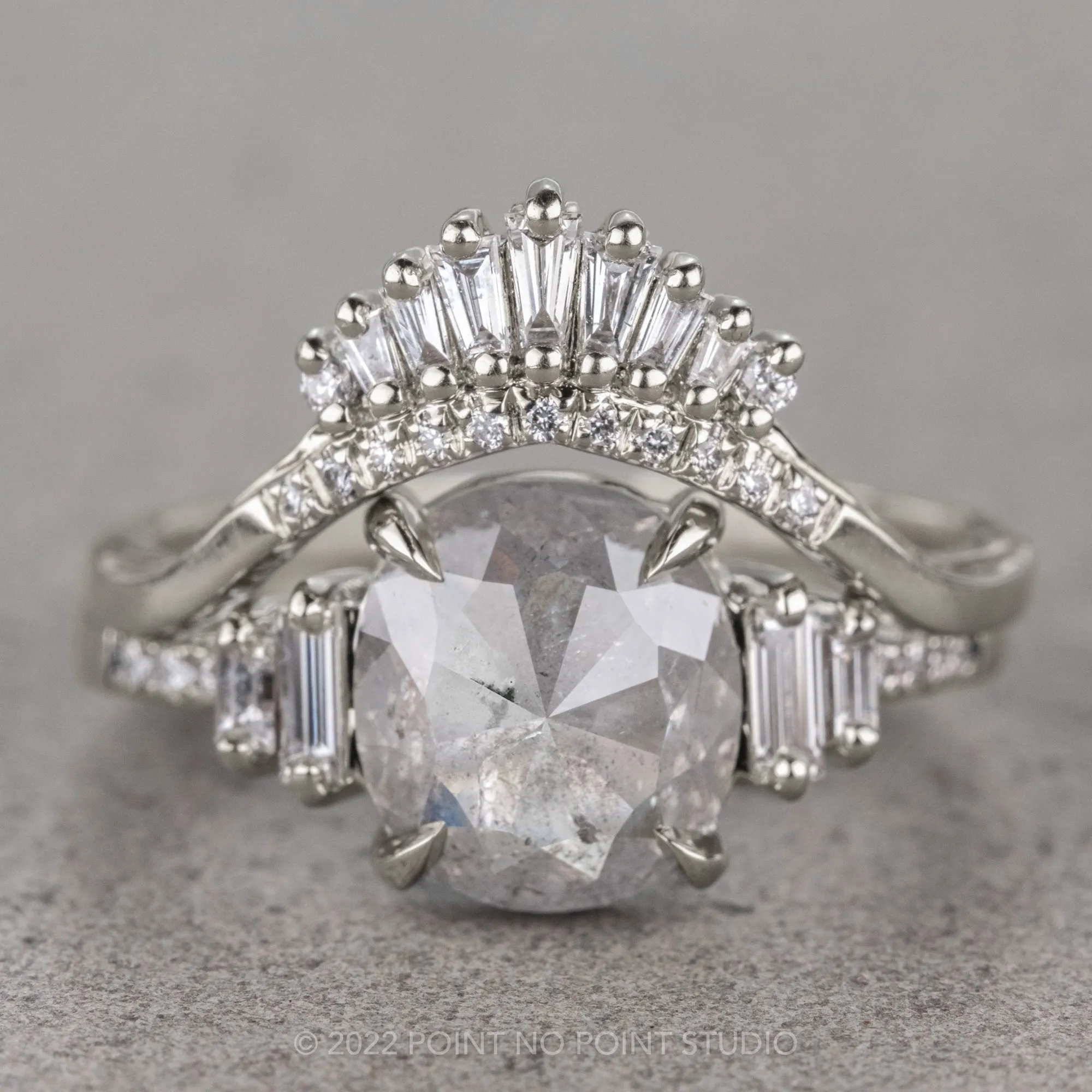 1.67 Carat Icy White Cushion Diamond Engagement Ring, Betsy Setting, 14K White Gold