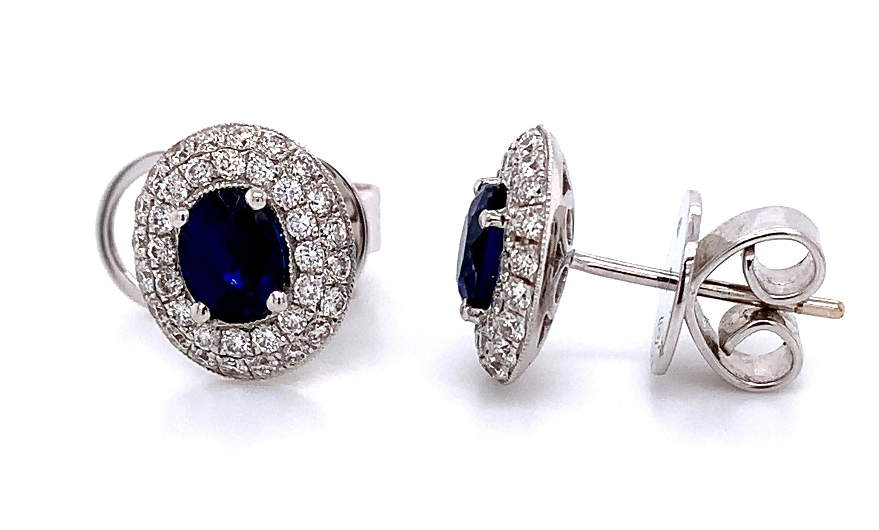 1.70ct tw Diamond And Sapphire Stud Earrings
