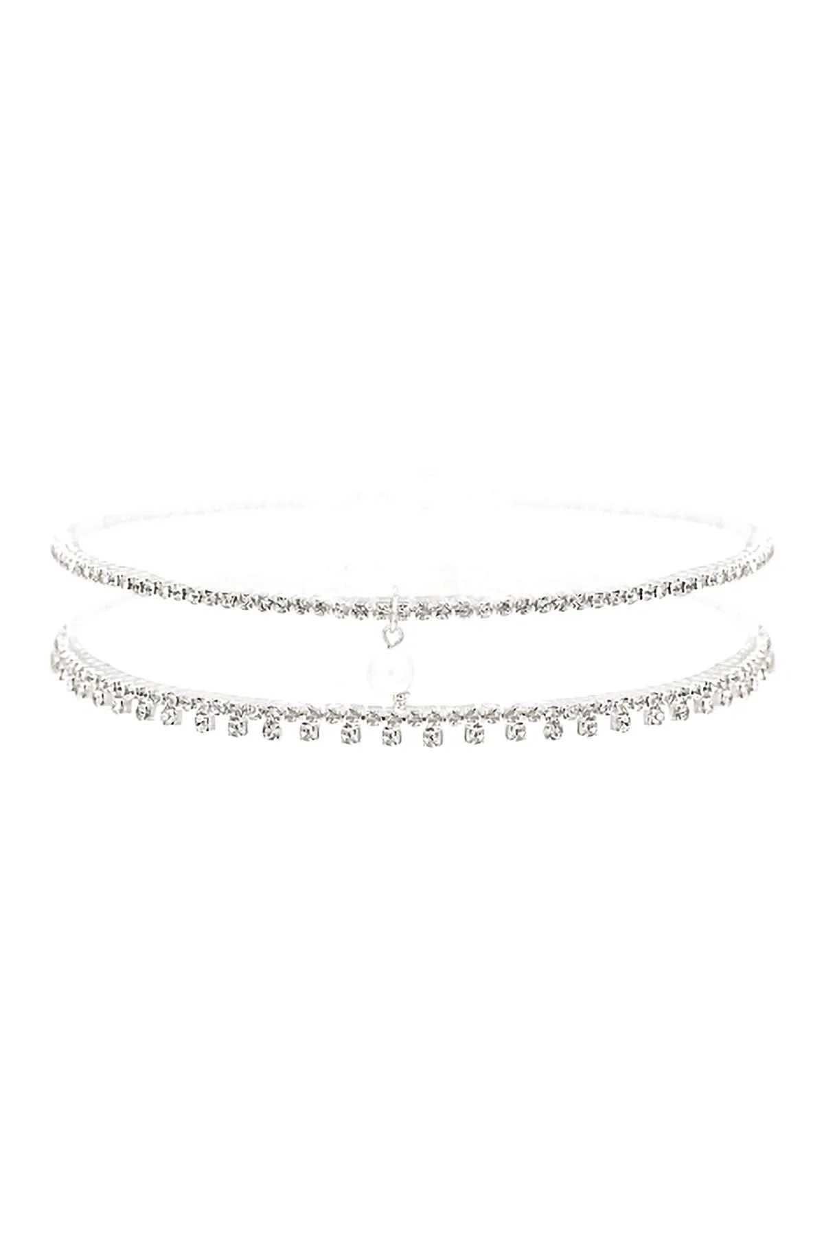 17877 - FRESH WATER PEARL CHARM LAYERED CHOKER NECKLACE