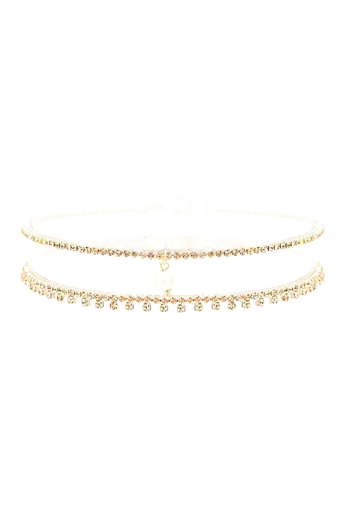 17877 - FRESH WATER PEARL CHARM LAYERED CHOKER NECKLACE