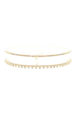17877 - FRESH WATER PEARL CHARM LAYERED CHOKER NECKLACE