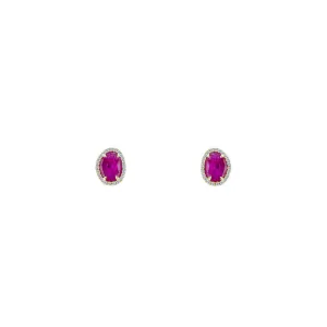 18 Karat Rose Gold Ruby Slice Studs