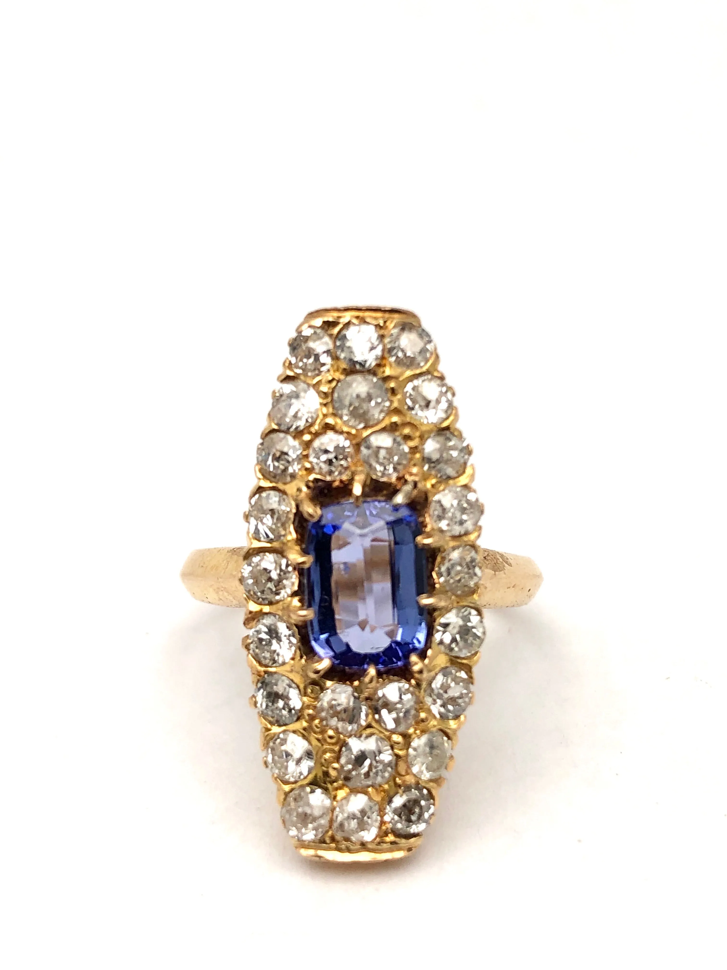 18k Antique Tanzanite Diamond Ring