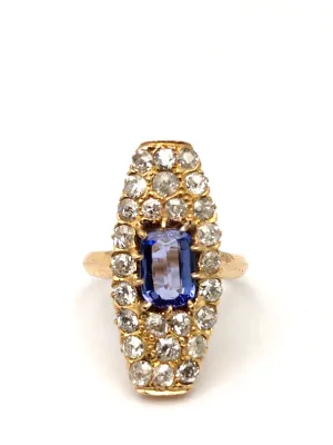 18k Antique Tanzanite Diamond Ring