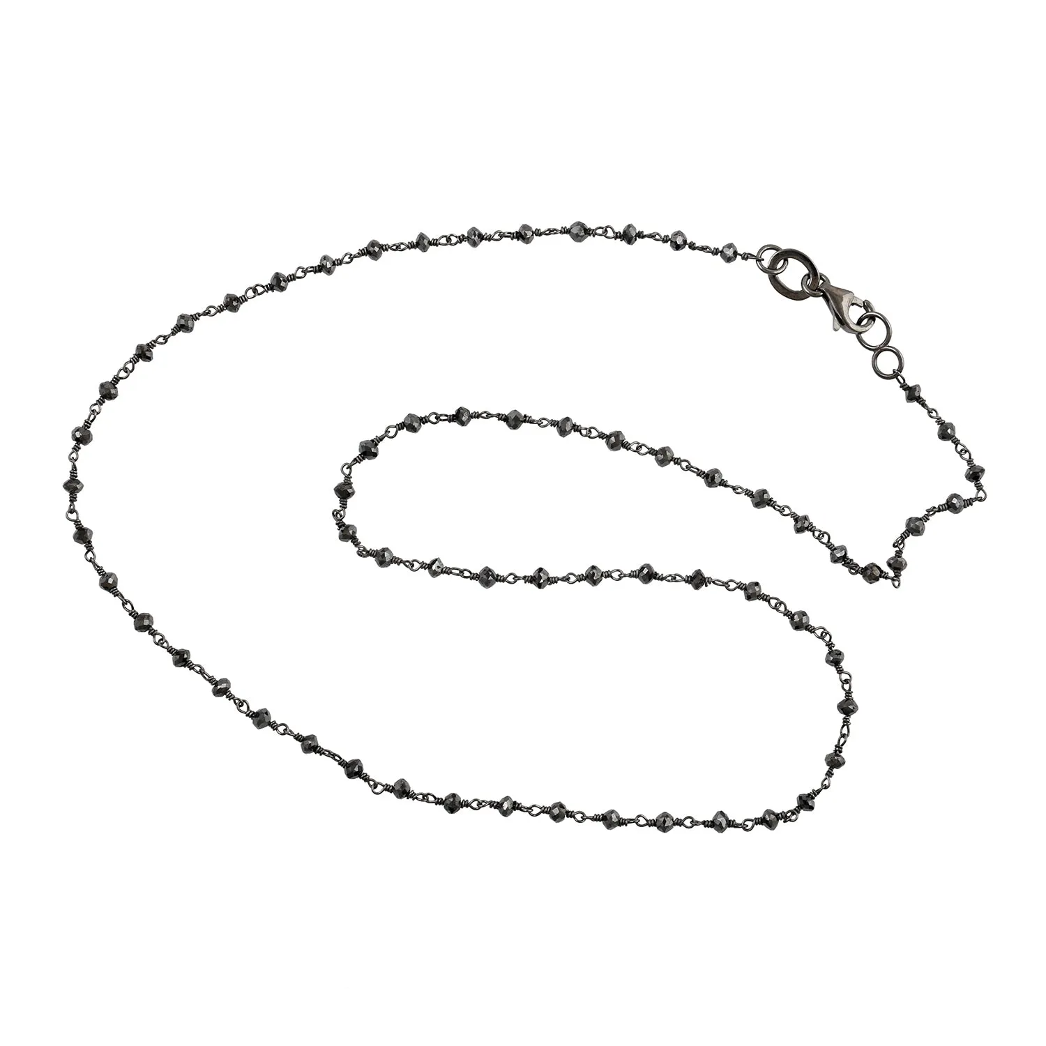 18k Gold Natural Black Diamond Faceted Beads Chain Necklace For Gift