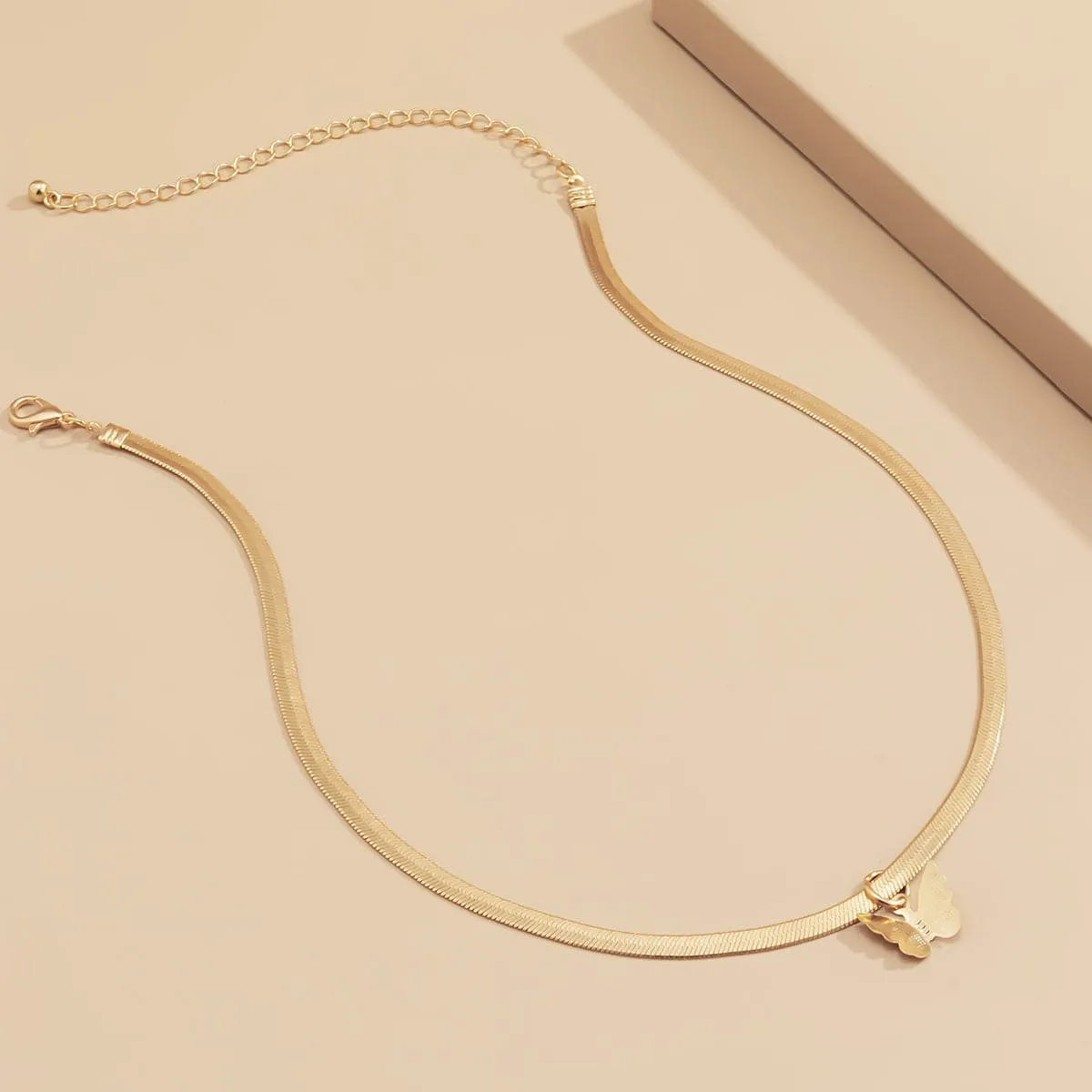 18K Gold-Plated Butterfly Snake Chain Choker Necklace