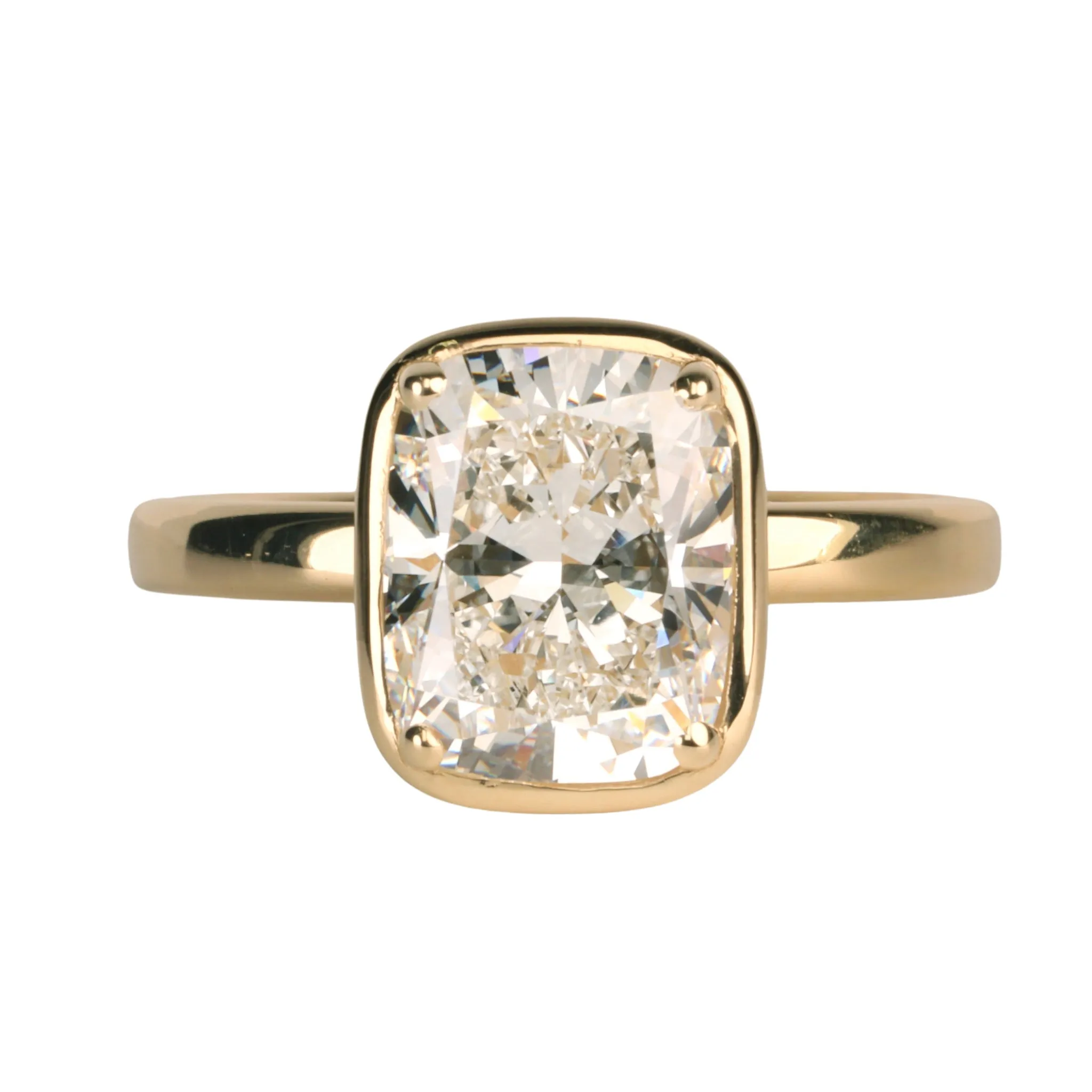 18K Gold "Haley" Ring with Elongated Cushion-Cut Lab Grown Diamond