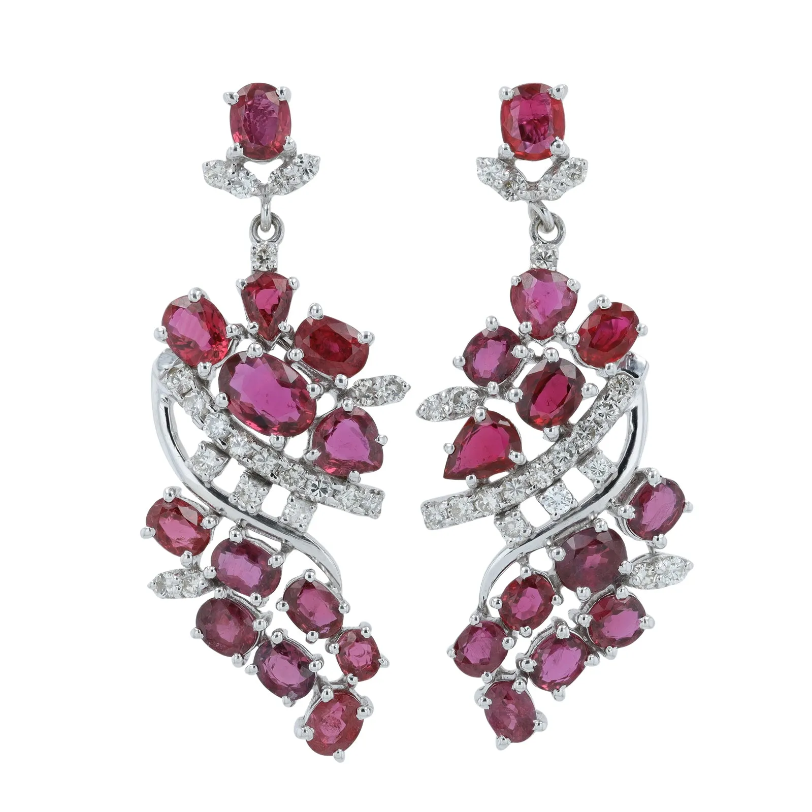 18K WG .84 CTW Ruby Earrings