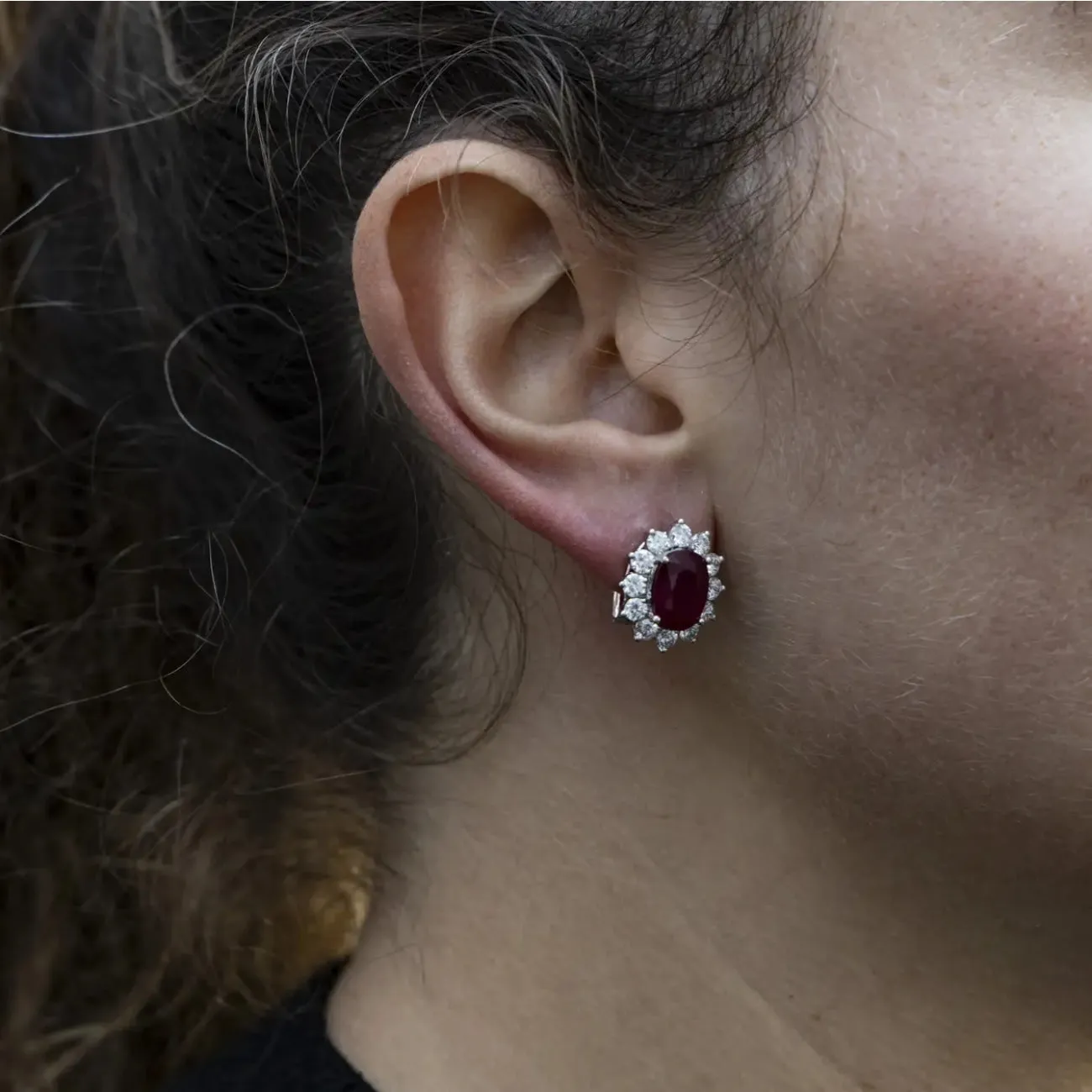 18K WG Ruby & Diamond Earrings