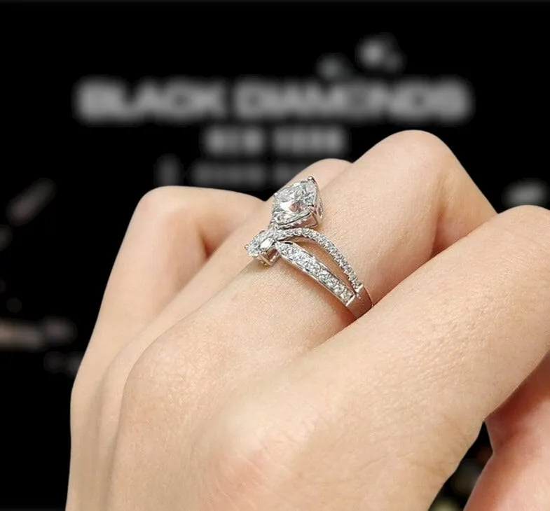 18K White Gold 1.5ct Cushion Cut Diamond Crown Engagement Ring