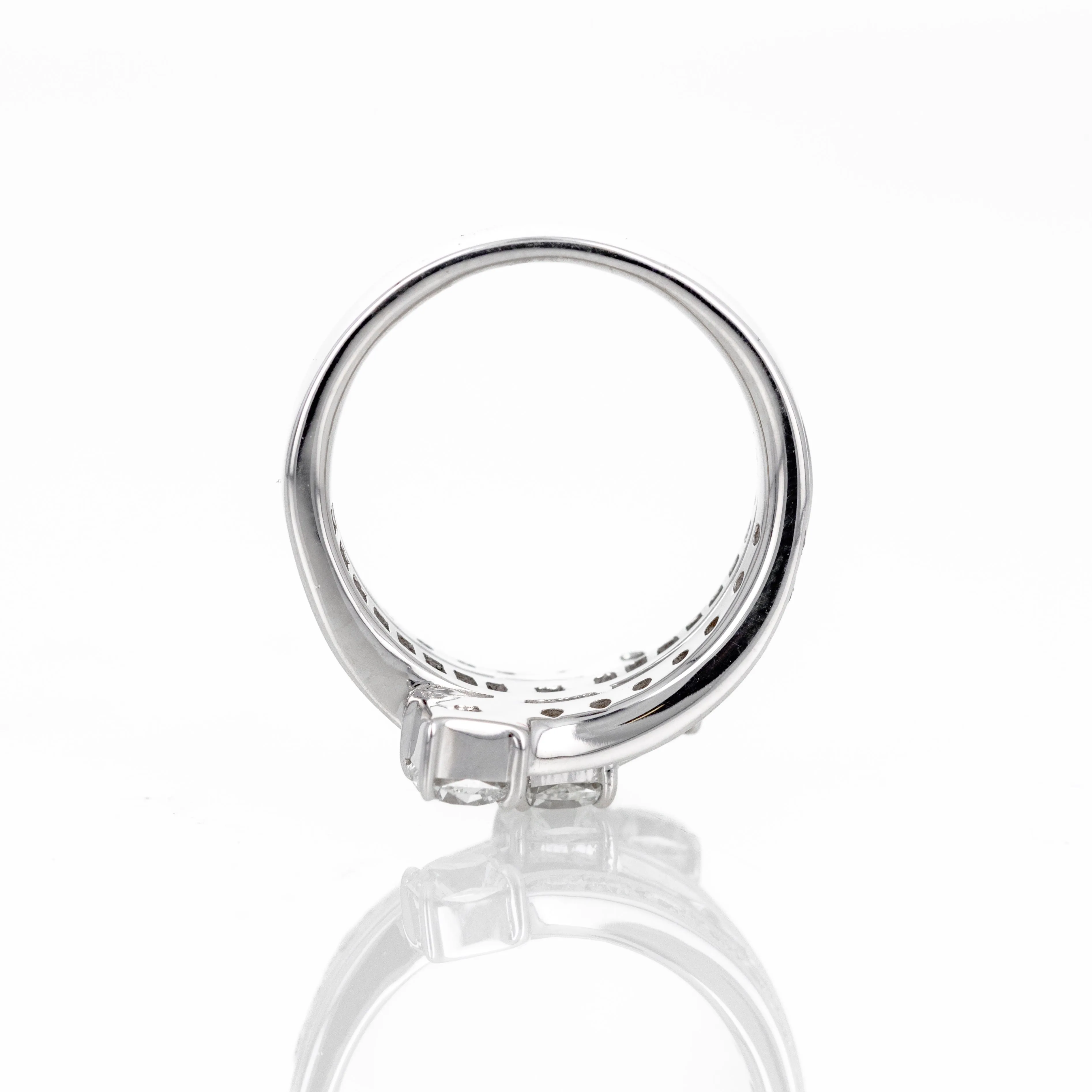 18K White Gold 1.93 Carat Diamond Cushion Triple Wrap Ring