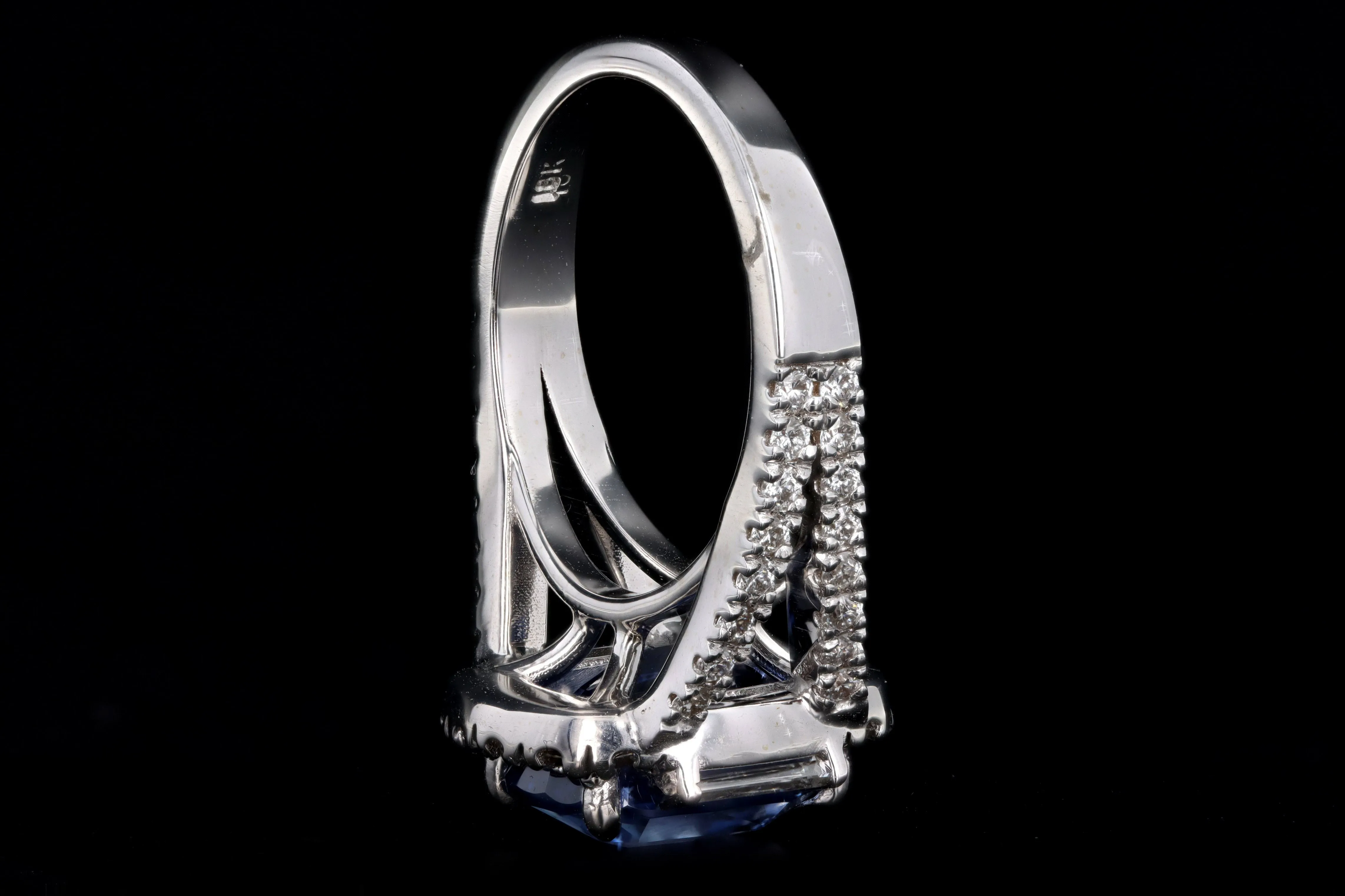 18K White Gold 5.09 Carat Cushion Cut Natural No Heat Sapphire & Diamond Ring EGL Certified