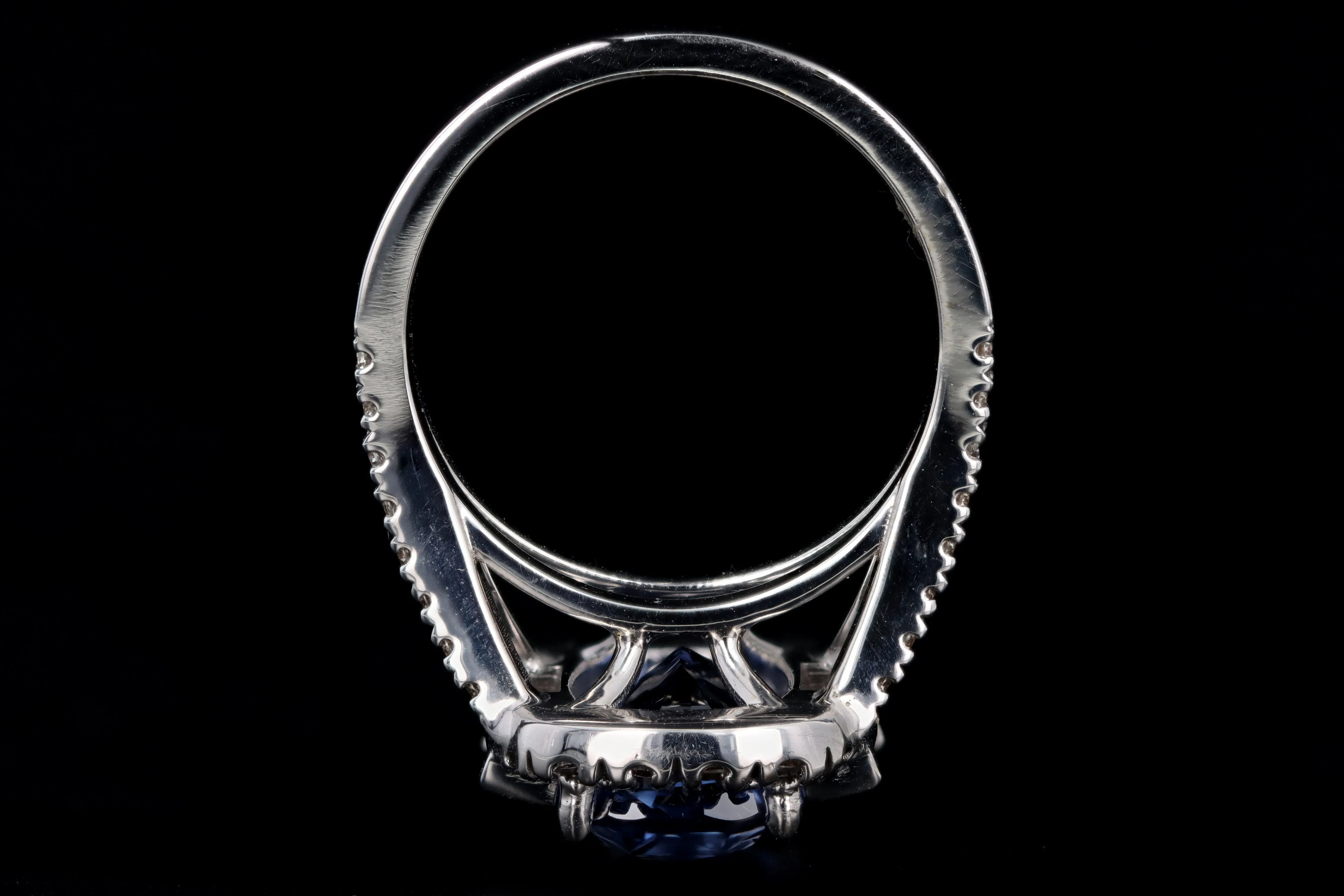 18K White Gold 5.09 Carat Cushion Cut Natural No Heat Sapphire & Diamond Ring EGL Certified