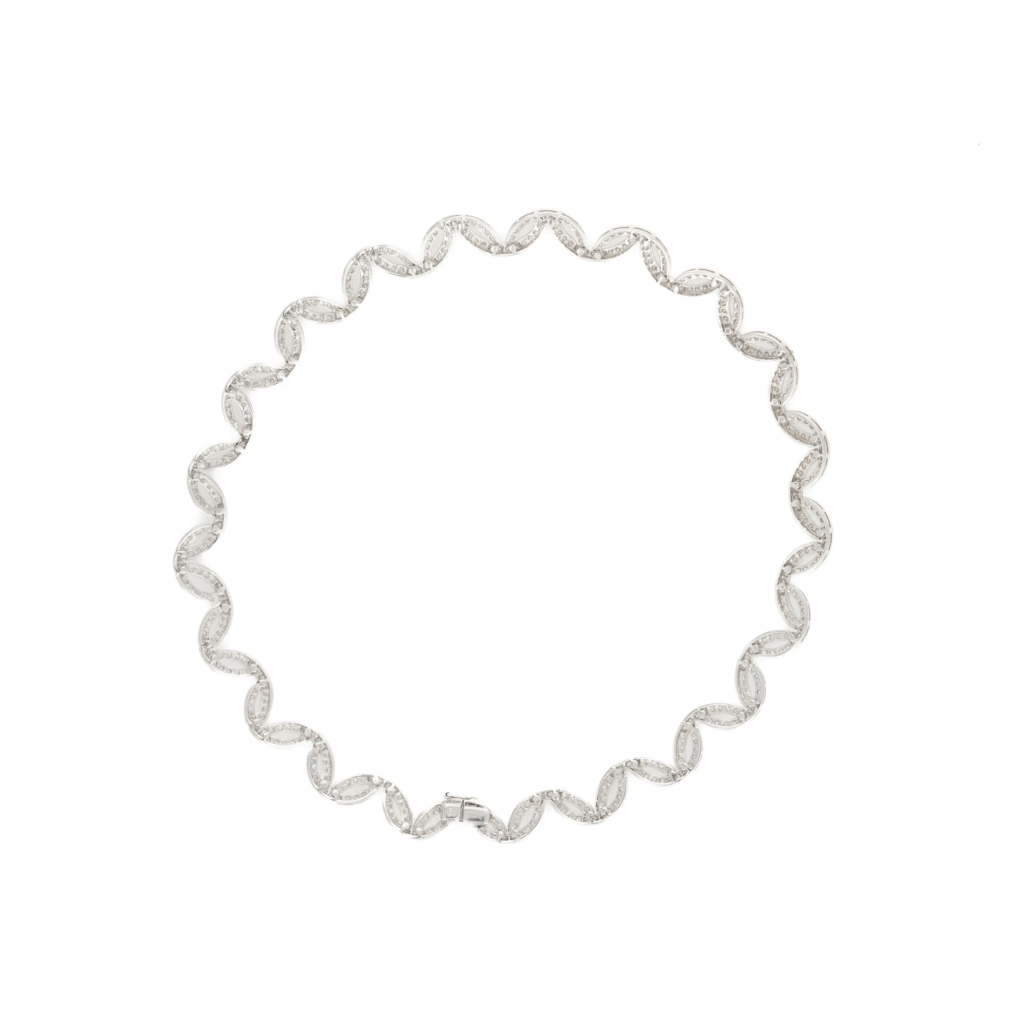 18K White Gold 5.35 Carat Diamond Swirl Choker Necklace