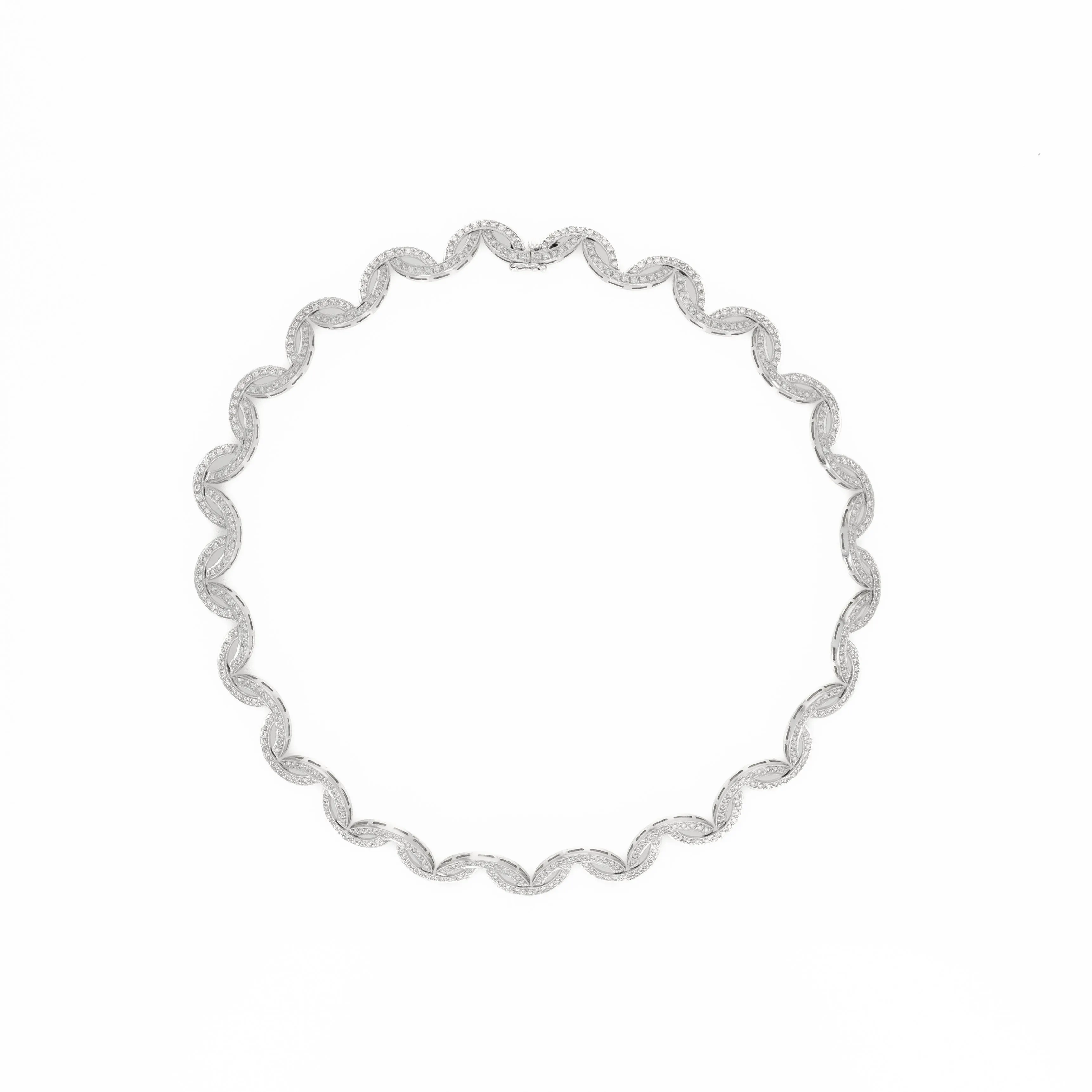 18K White Gold 5.35 Carat Diamond Swirl Choker Necklace