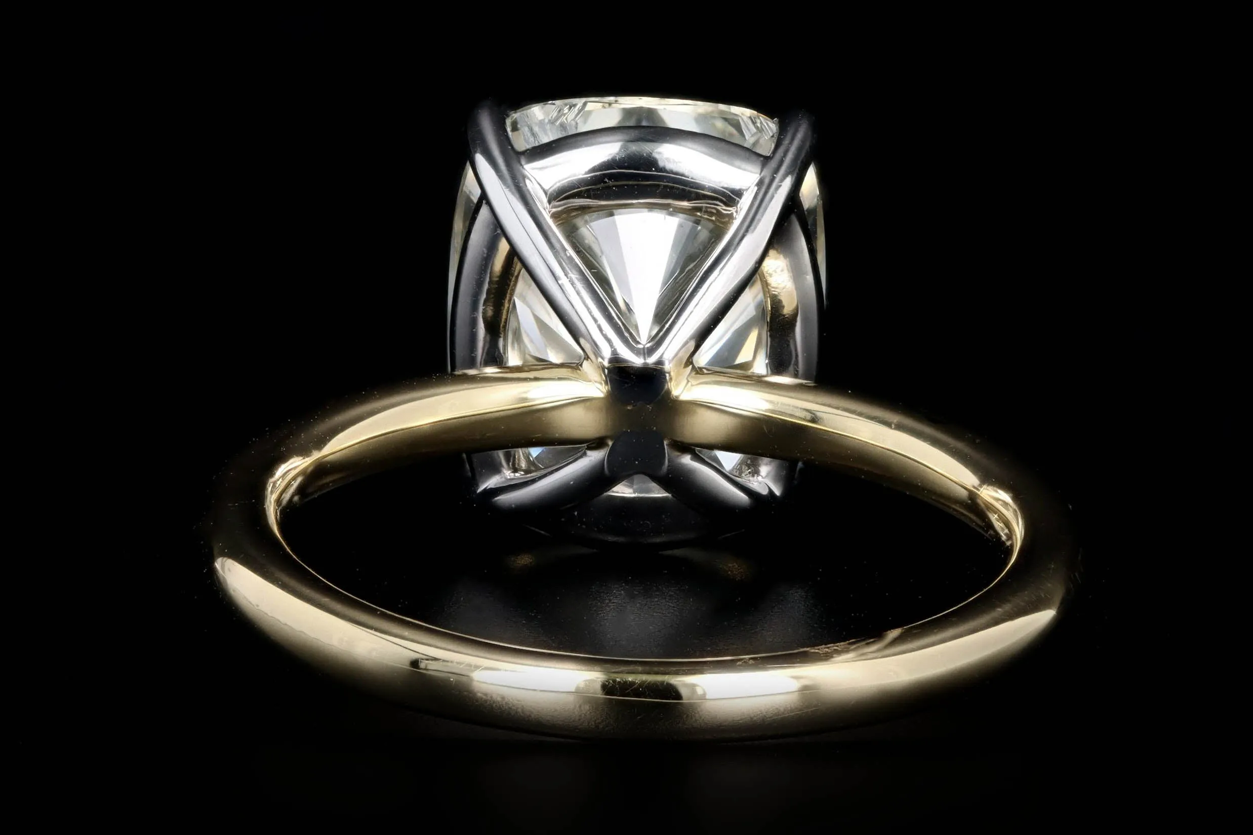 18K Yellow Gold & Platinum 5.26 Carat Cushion Cut Diamond Solitaire Engagement Ring GIA Certified