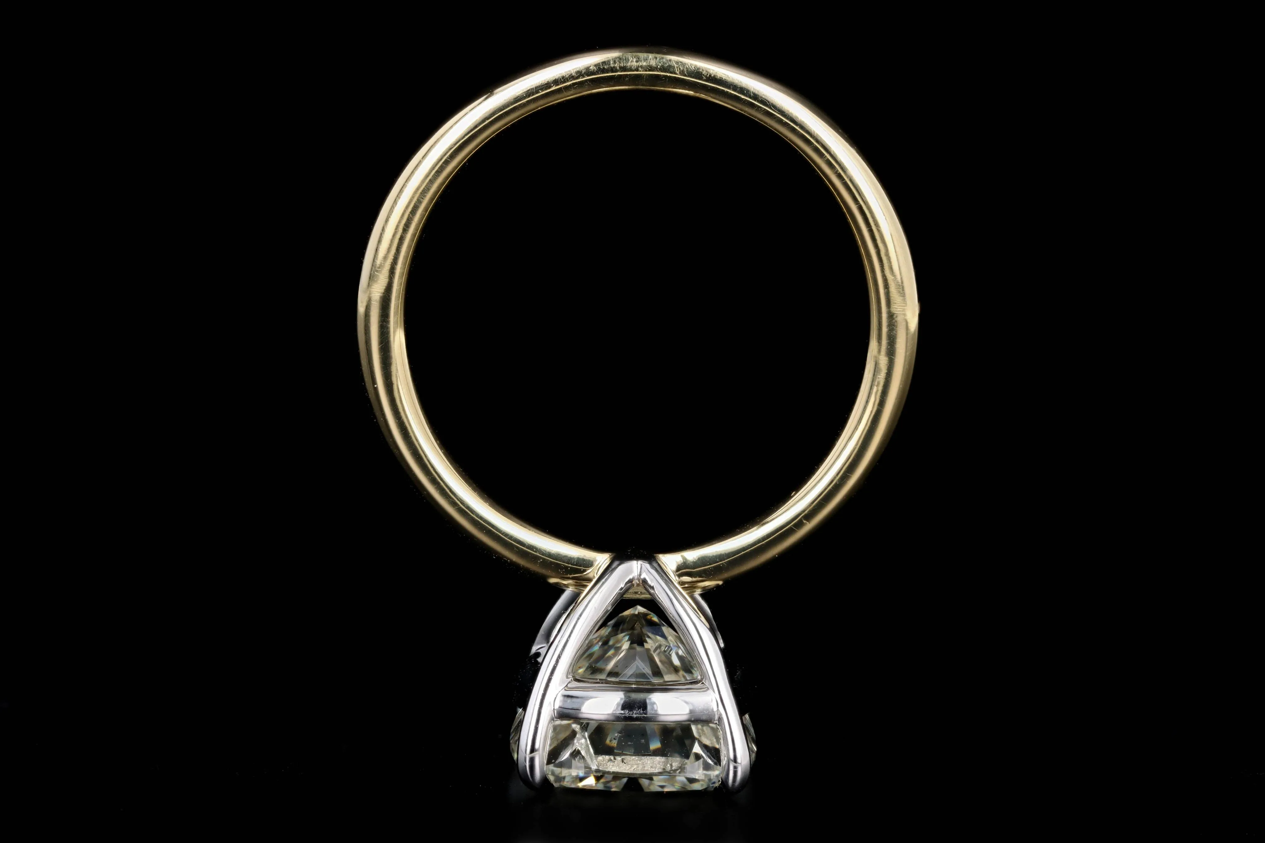 18K Yellow Gold & Platinum 5.26 Carat Cushion Cut Diamond Solitaire Engagement Ring GIA Certified
