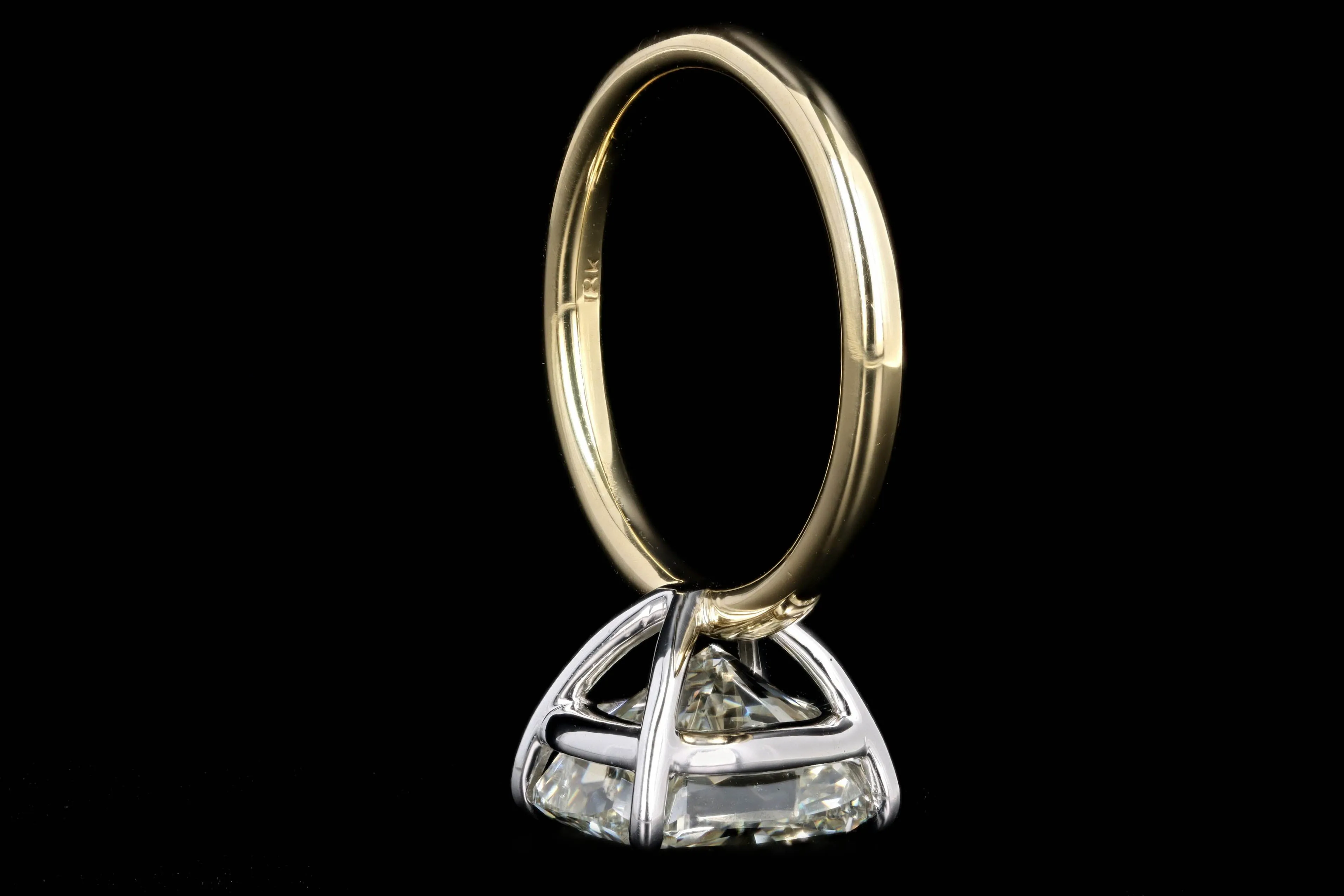 18K Yellow Gold & Platinum 5.26 Carat Cushion Cut Diamond Solitaire Engagement Ring GIA Certified