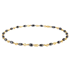 18K Yellow Gold Faceted Black Ice Diamond Designer Choker Necklace