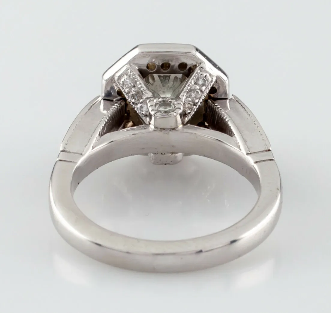1.91 Carat Round Diamond Halo 18k White Gold Engagement Ring Size 5 GIA Cert