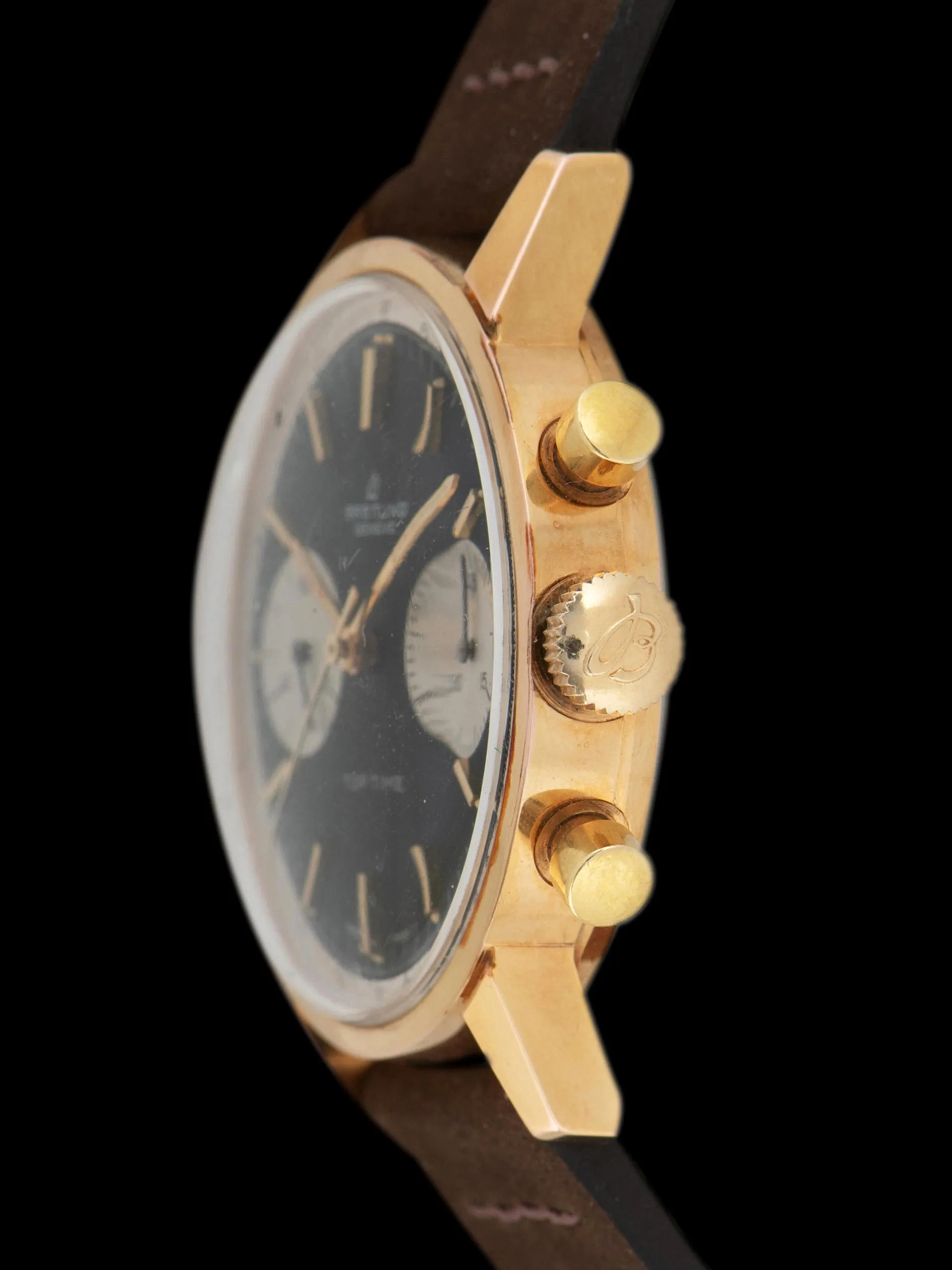 1967 Breitling Top Time Chronograph Gold-Plated (Ref. 2000) Black "Reverse Panda" Dial