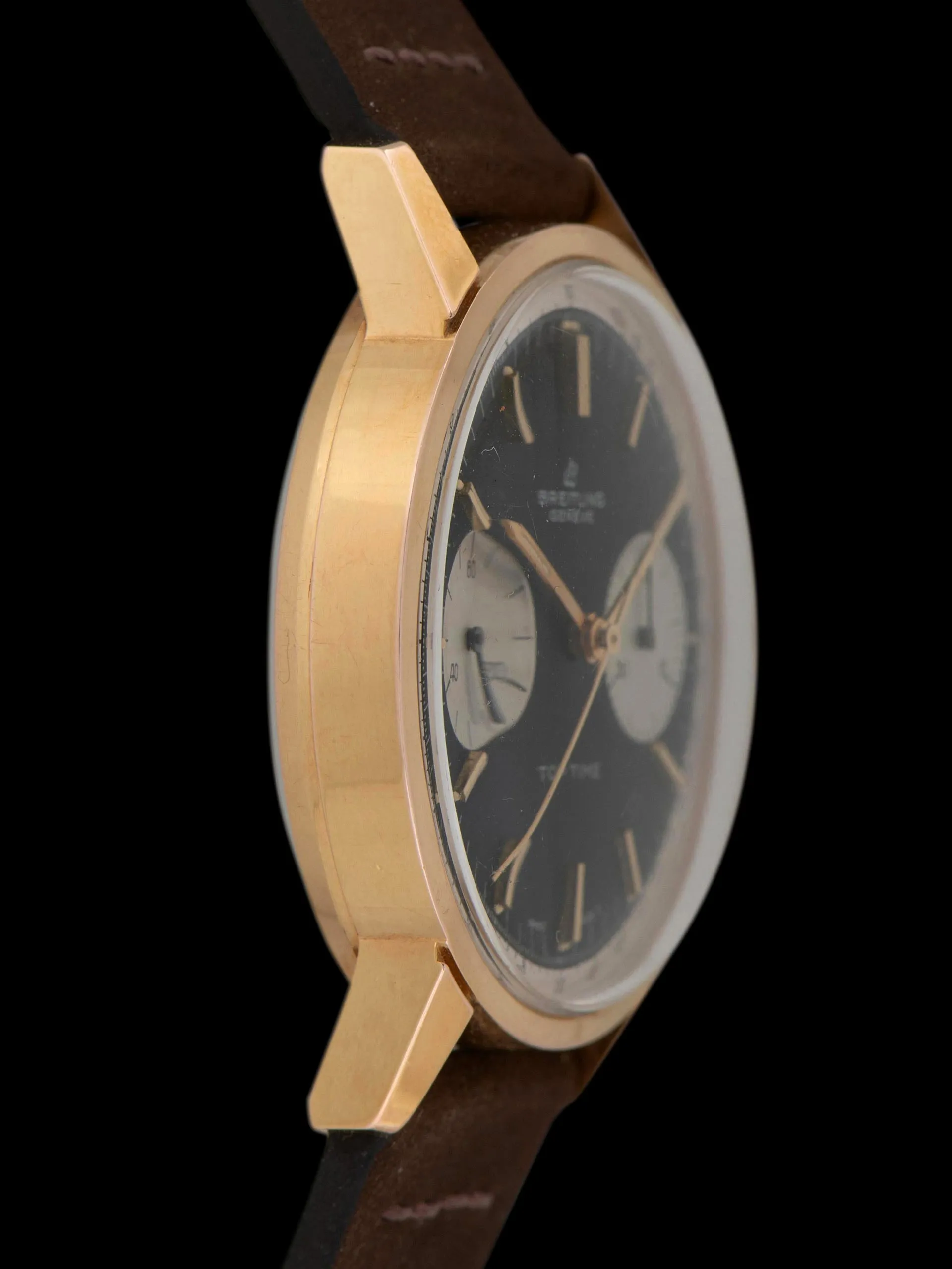 1967 Breitling Top Time Chronograph Gold-Plated (Ref. 2000) Black "Reverse Panda" Dial