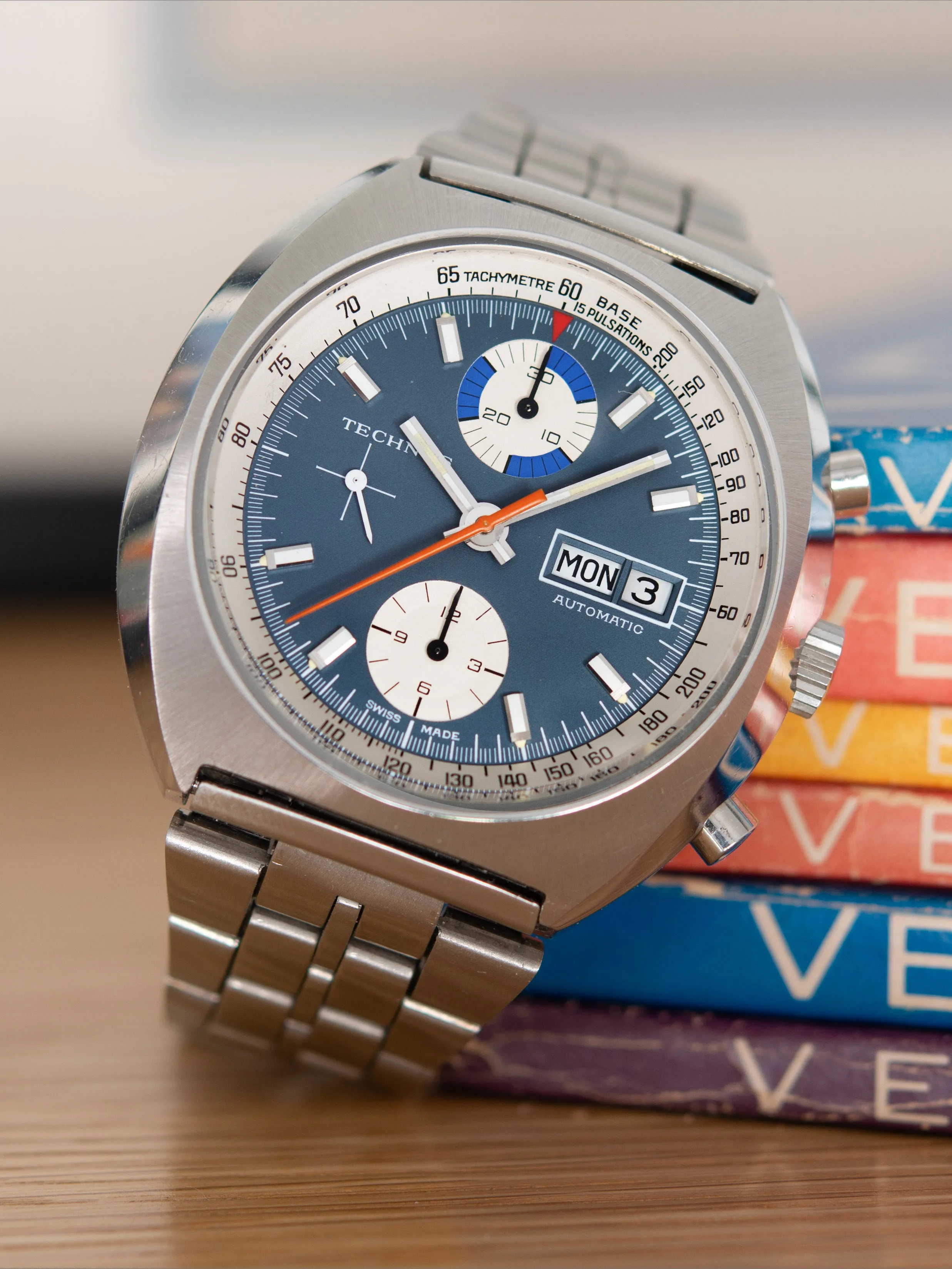 1970s Technos Automatic Chronograph (Ref. 10767) Blue Dial