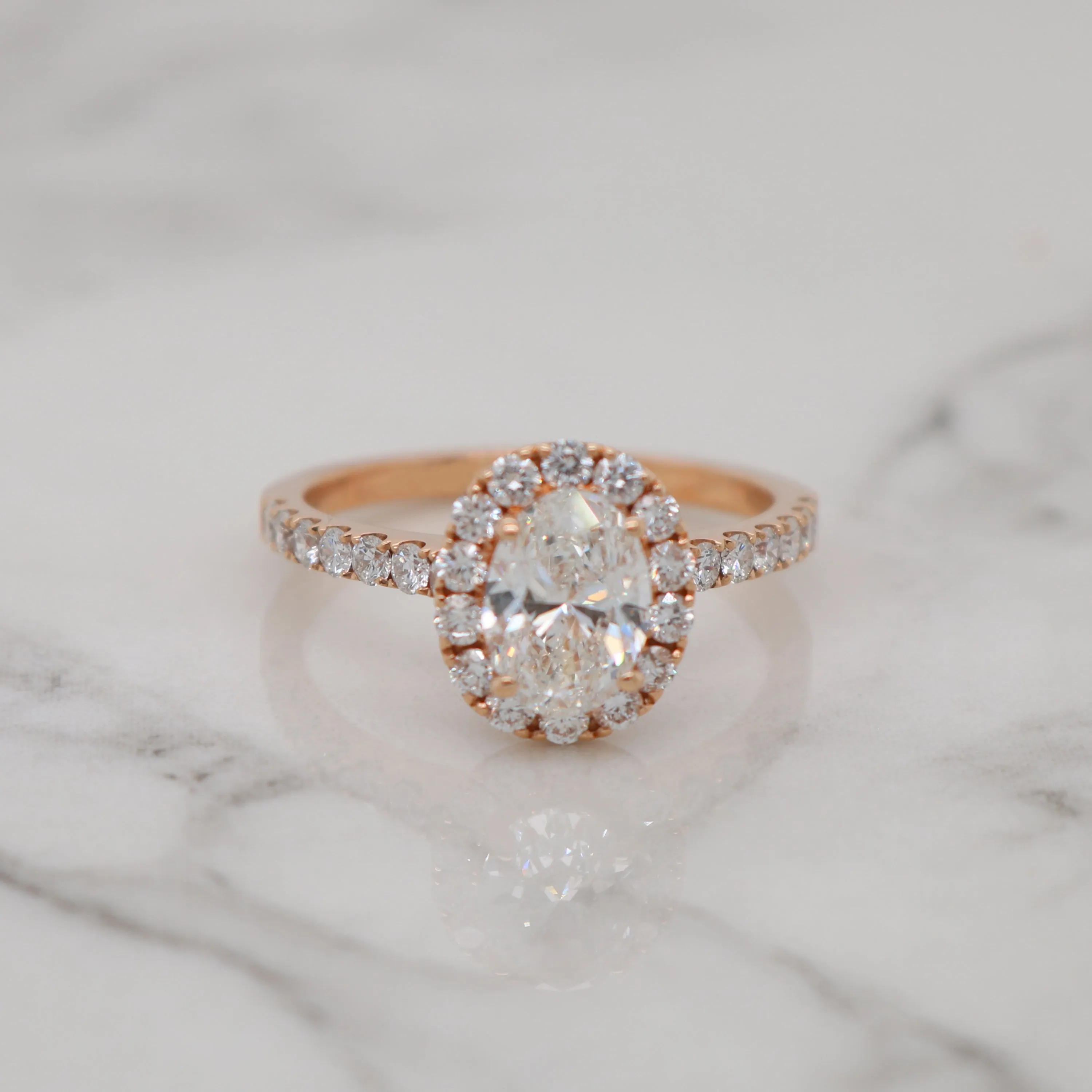 1ct Oval Halo Engagement Ring