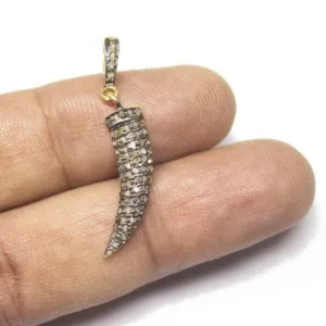 1pc Dagger Pave Diamond 925 Sterling Silver Gold Vermeil Charm Pendant 35mm x 6mm