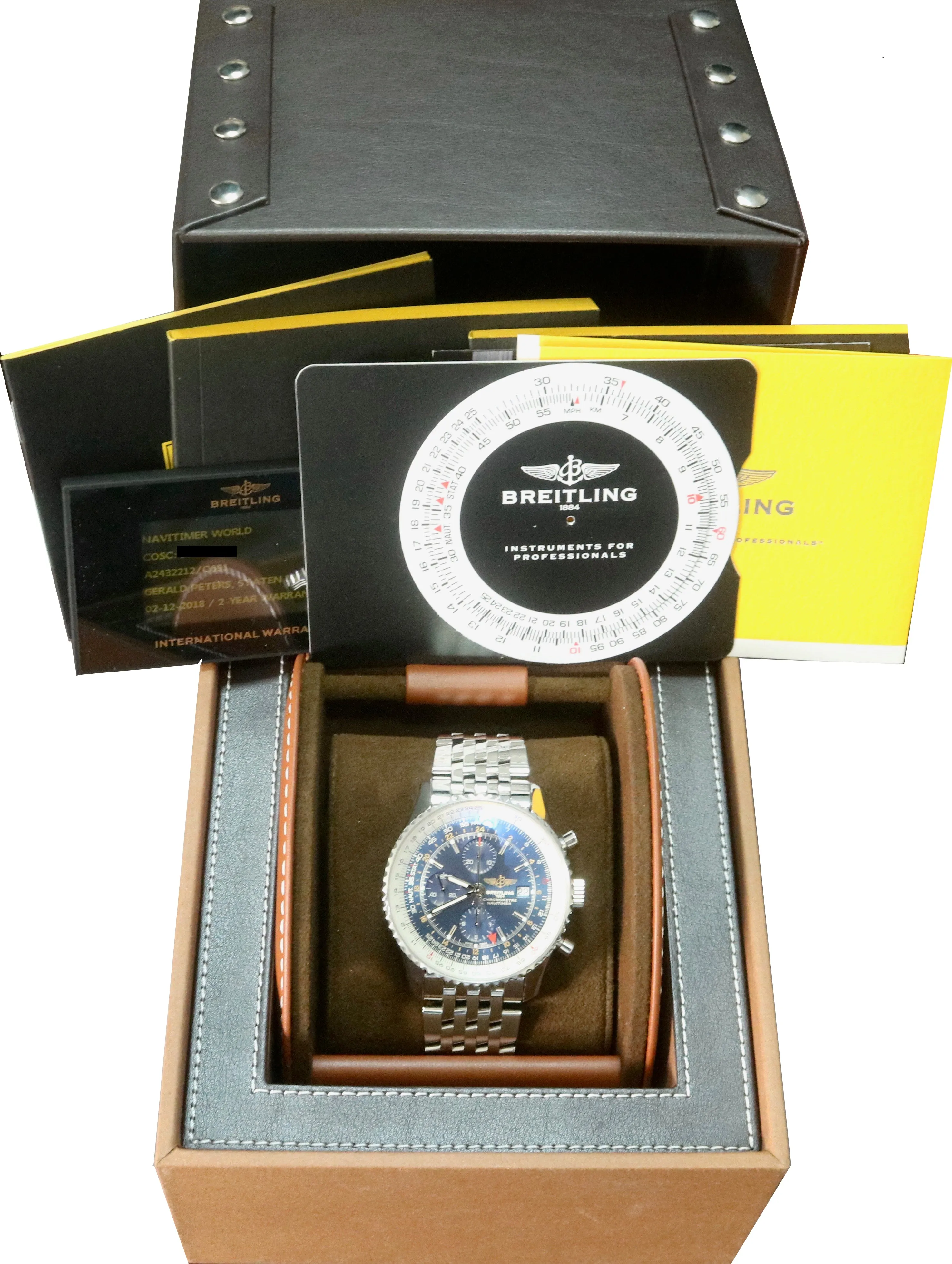 2018 Breitling Navitimer World GMT Stainless Blue 46mm A24322 Chronograph Watch