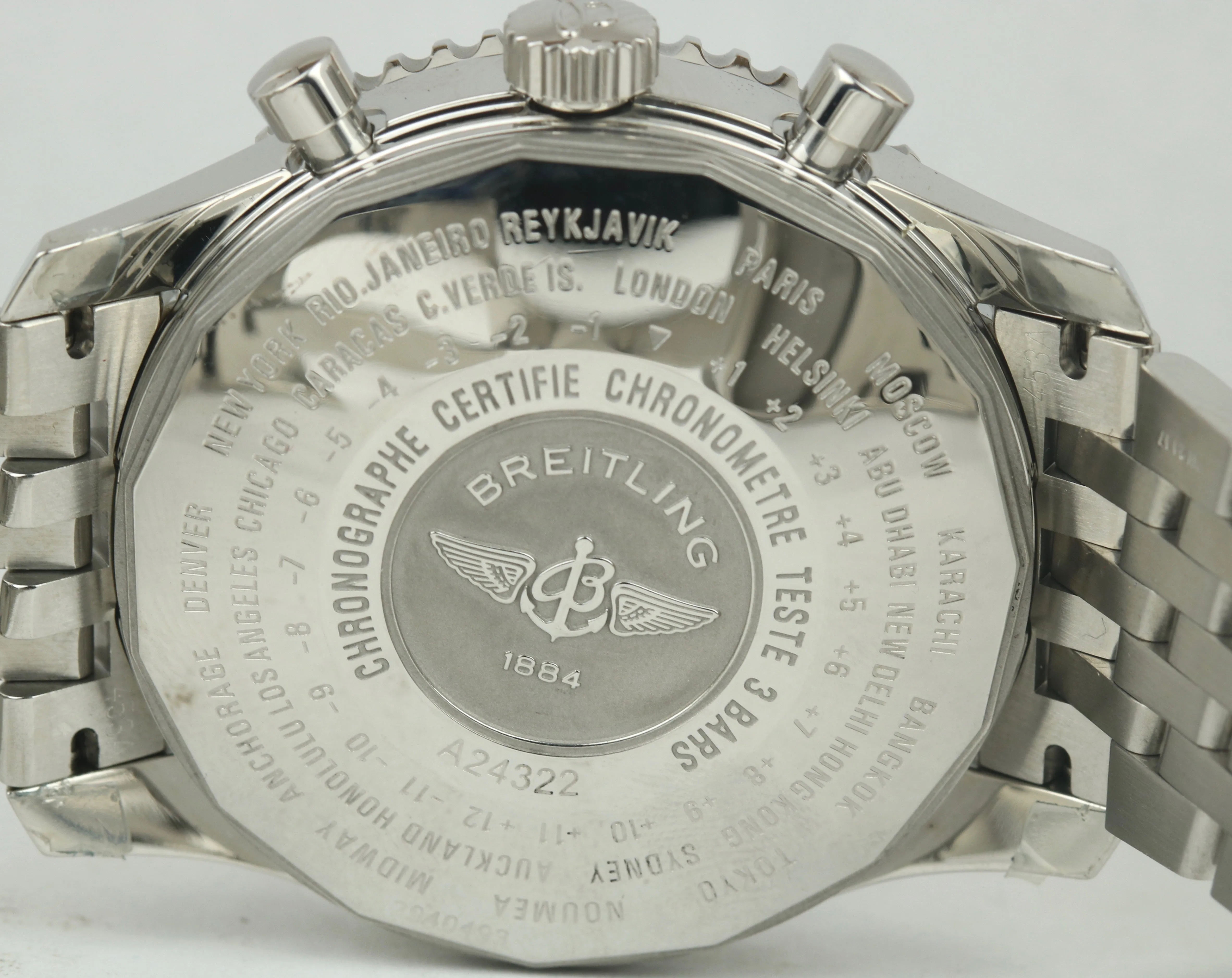 2018 Breitling Navitimer World GMT Stainless Blue 46mm A24322 Chronograph Watch