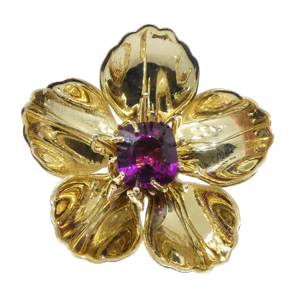 2.01ct Cushion Purple Garnet Pendant set in 14k Yellow Gold, designed by Michael Starnino