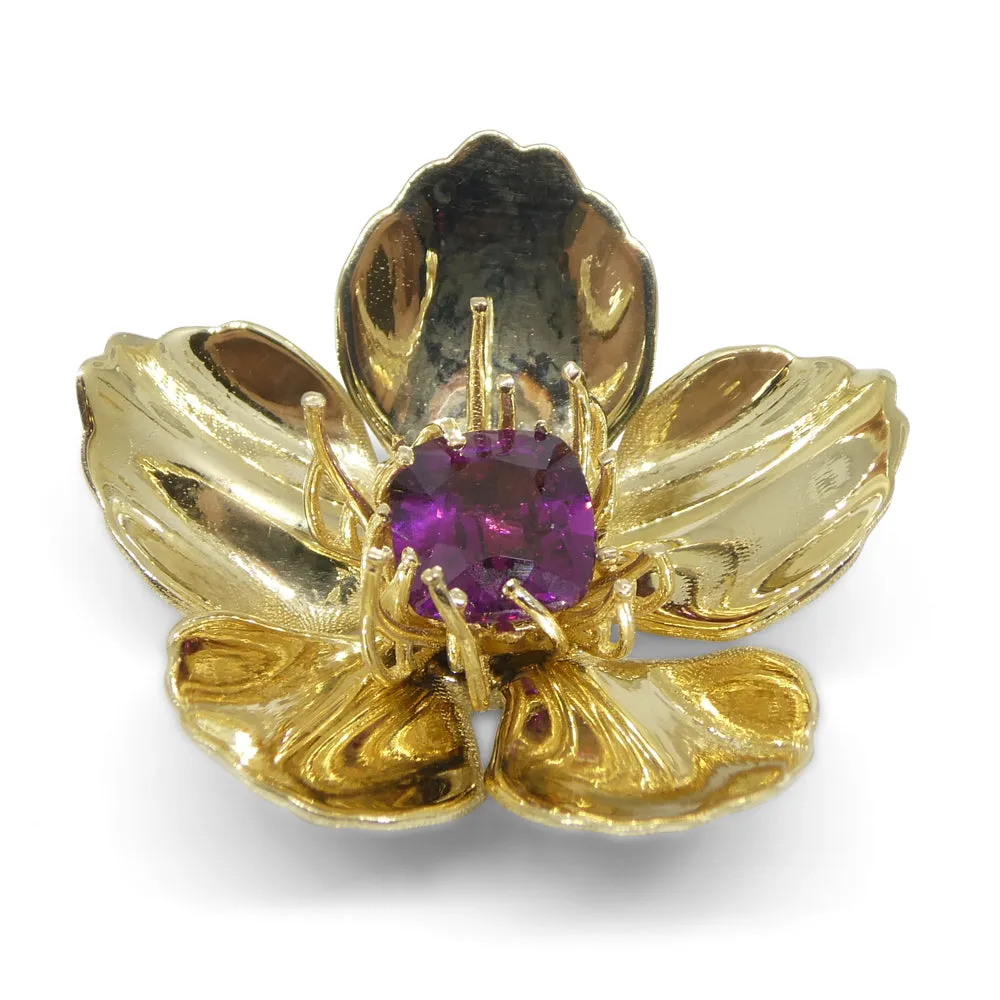 2.01ct Cushion Purple Garnet Pendant set in 14k Yellow Gold, designed by Michael Starnino