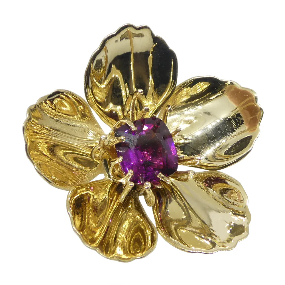 2.01ct Cushion Purple Garnet Pendant set in 14k Yellow Gold, designed by Michael Starnino