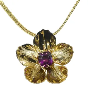 2.01ct Cushion Purple Garnet Pendant set in 14k Yellow Gold, designed by Michael Starnino