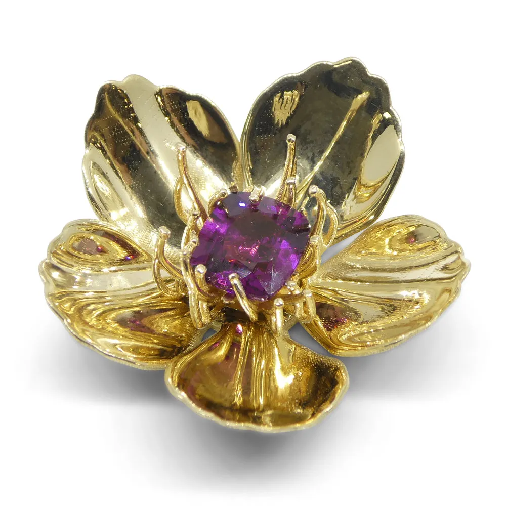 2.01ct Cushion Purple Garnet Pendant set in 14k Yellow Gold, designed by Michael Starnino