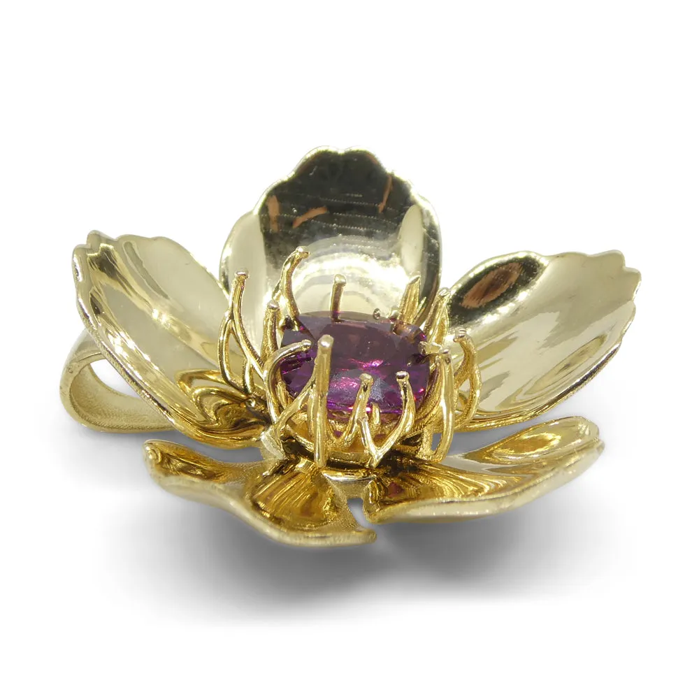 2.01ct Cushion Purple Garnet Pendant set in 14k Yellow Gold, designed by Michael Starnino