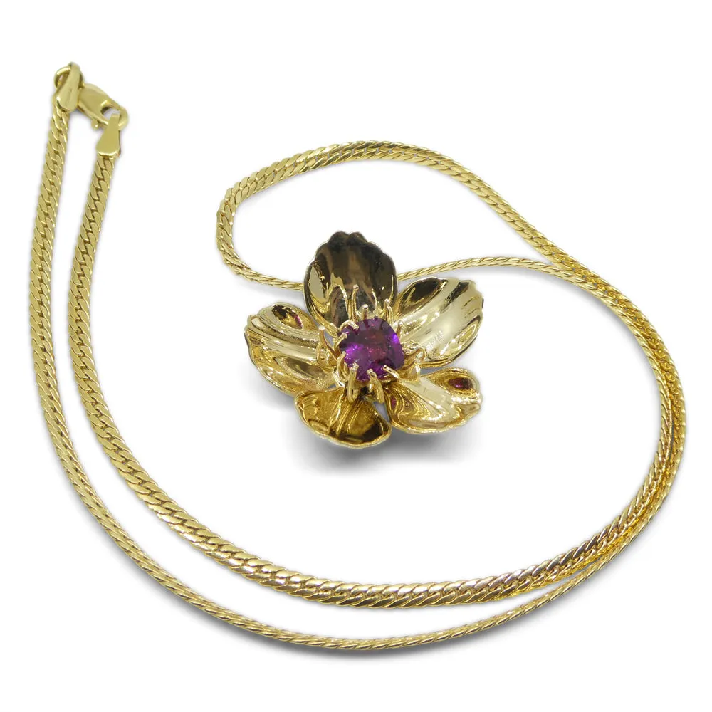2.01ct Cushion Purple Garnet Pendant set in 14k Yellow Gold, designed by Michael Starnino