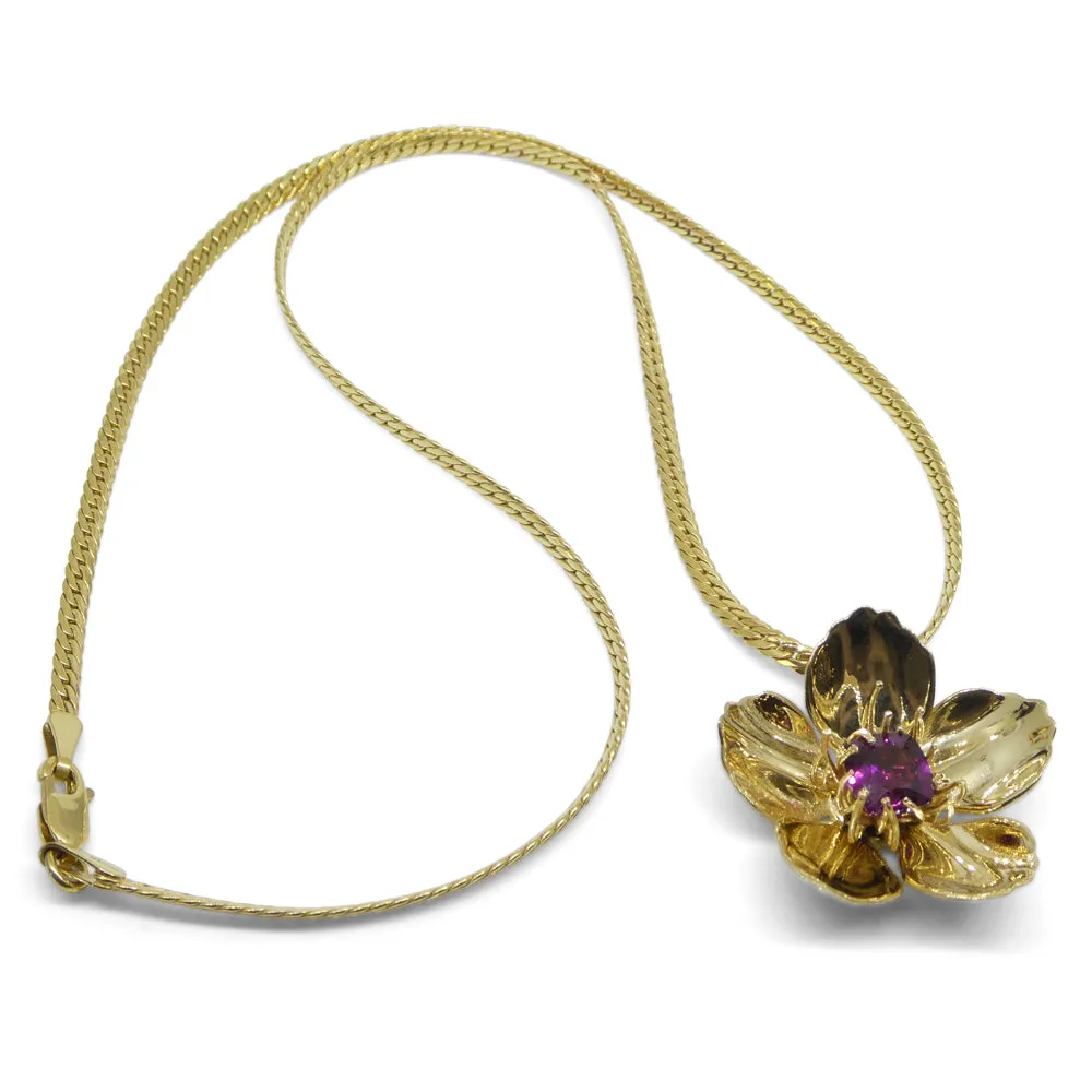 2.01ct Cushion Purple Garnet Pendant set in 14k Yellow Gold, designed by Michael Starnino