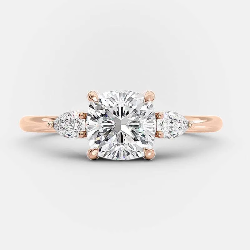 2.0ct Cushion Cut Three Stone Wedding Set