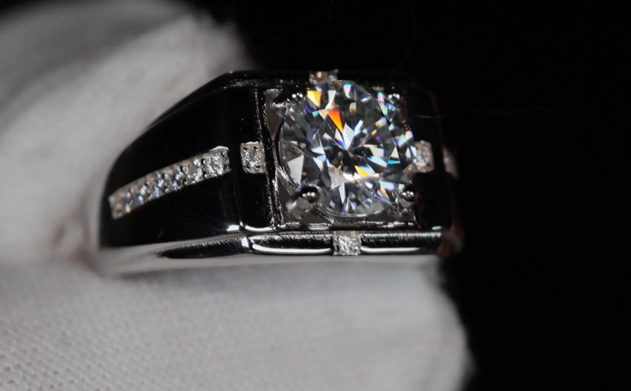 2.0ct Moissanite Ring | Mens Moissanite Ring | Mens Moissanite Diamond Engagement Ring
