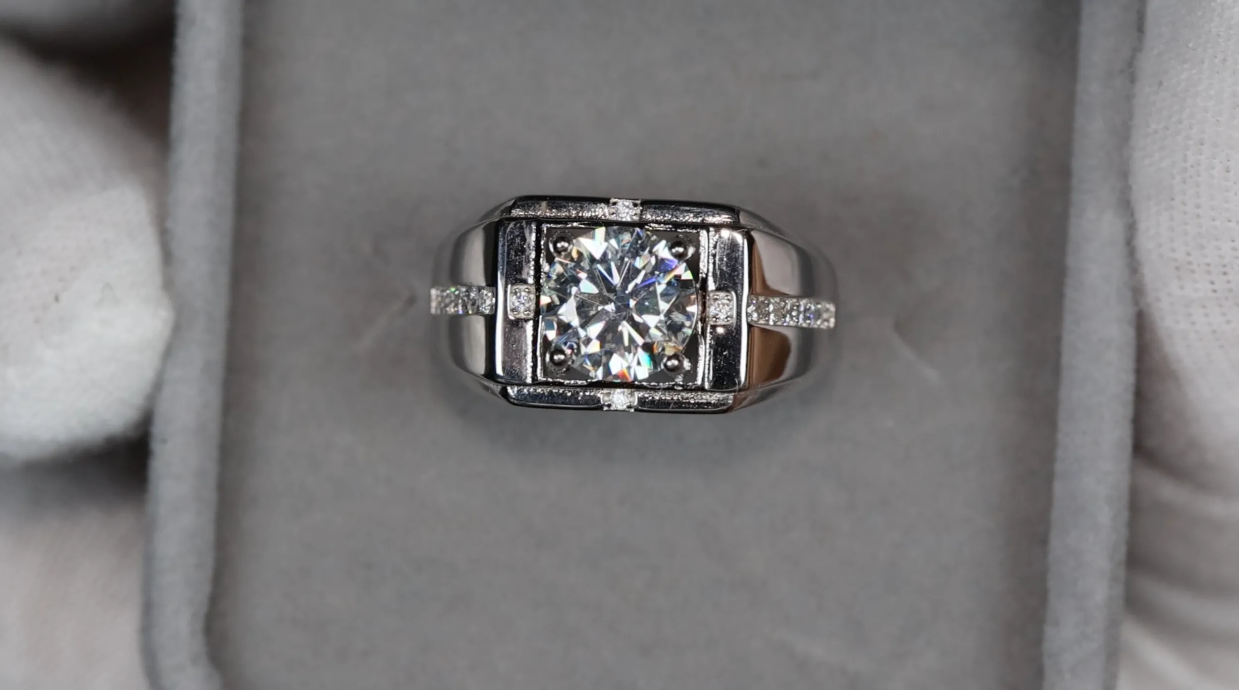 2.0ct Moissanite Ring | Mens Moissanite Ring | Mens Moissanite Diamond Engagement Ring